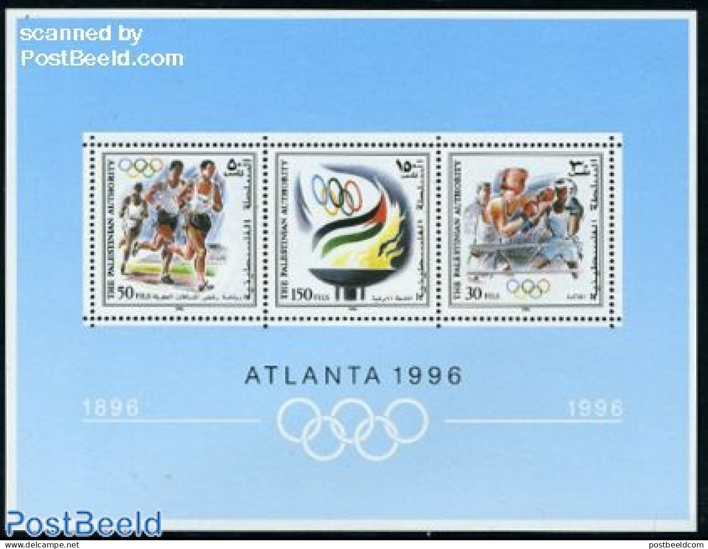 Palestinian Terr. 1996 Olympic Centenary S/s, Mint NH, Sport - Athletics - Boxing - Olympic Games - Leichtathletik