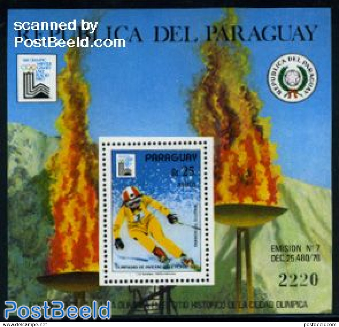 Paraguay 1979 Olympic Winter Games S/s, Mint NH, Sport - Olympic Winter Games - Skiing - Skiing