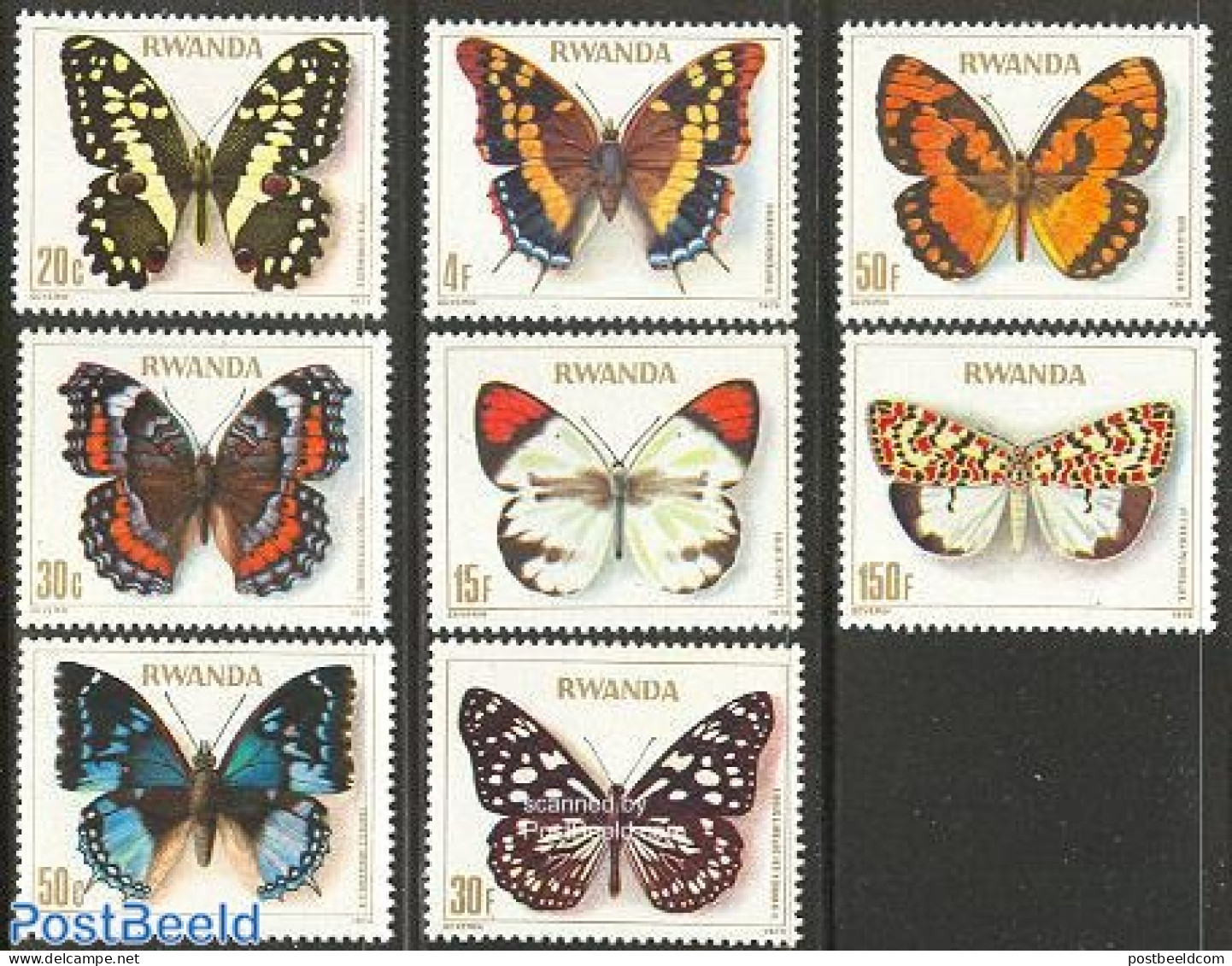 Rwanda 1979 Butterflies 8v, Mint NH, Nature - Butterflies - Sonstige & Ohne Zuordnung