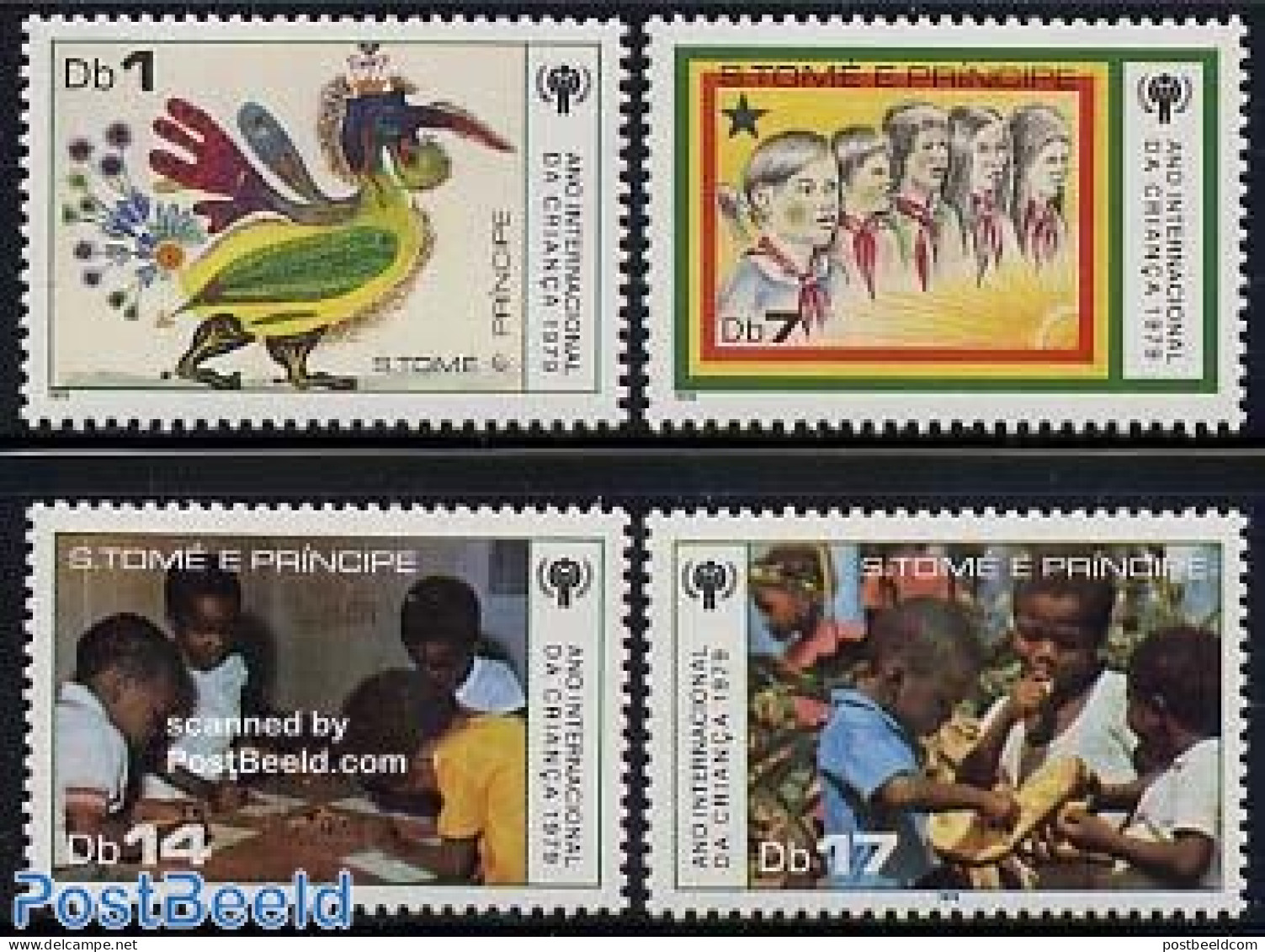 Sao Tome/Principe 1979 Int. Year Of The Child 4v, Mint NH, Various - Year Of The Child 1979 - Art - Children Drawings - São Tomé Und Príncipe