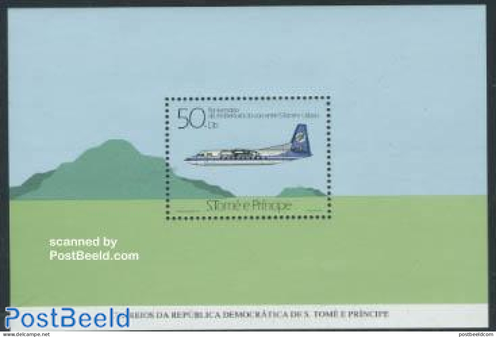 Sao Tome/Principe 1985 Fokker Friendship S/s, Mint NH, History - Transport - Netherlands & Dutch - Fokker Airplanes - .. - Geography