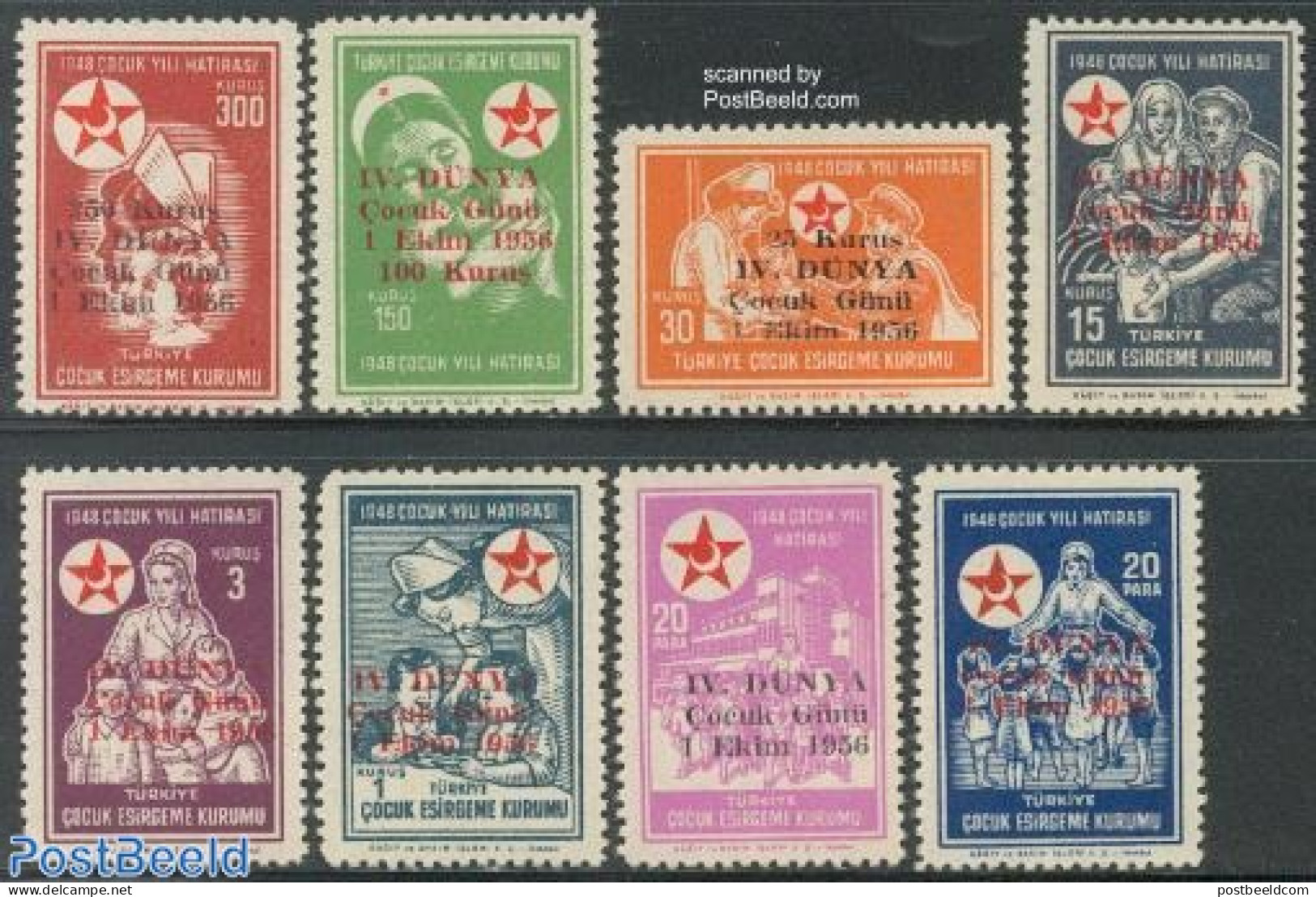 Türkiye 1956 Children Aid 8v, Mint NH, Health - Health - Sonstige & Ohne Zuordnung