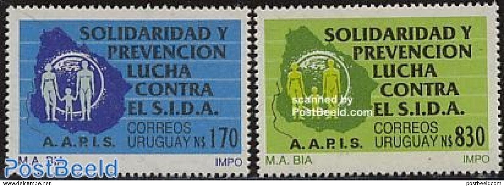 Uruguay 1991 Anti Aids 2v, Mint NH, Health - Health - Uruguay