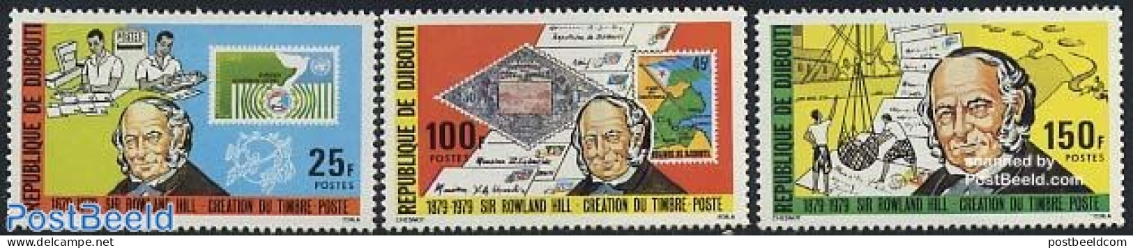 Djibouti 1979 Sir Rowland Hill 3v, Mint NH, Transport - Various - Post - Sir Rowland Hill - Stamps On Stamps - Ships A.. - Poste