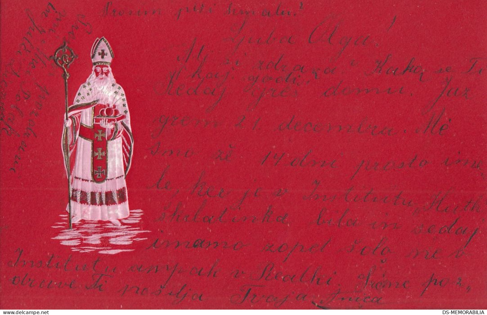 St Saint Nicholas Nikolo Embossed Old Postcard 1901 - Sinterklaas