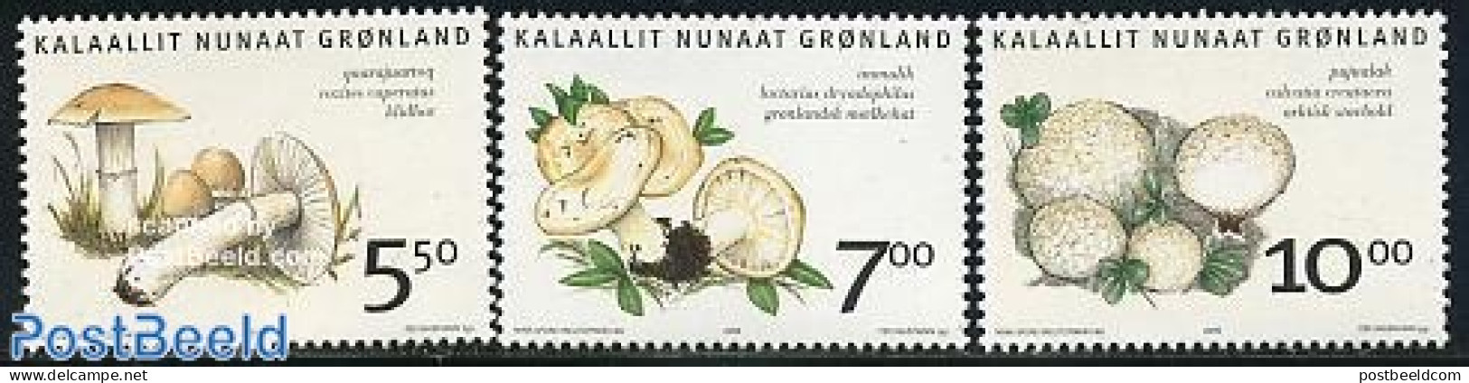 Greenland 2006 Eatable Mushrooms 3v, Mint NH, Health - Nature - Food & Drink - Mushrooms - Unused Stamps
