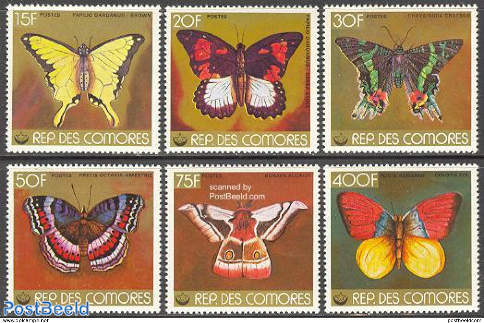 Comoros 1978 Butterflies 6v, Mint NH, Nature - Butterflies - Comoros