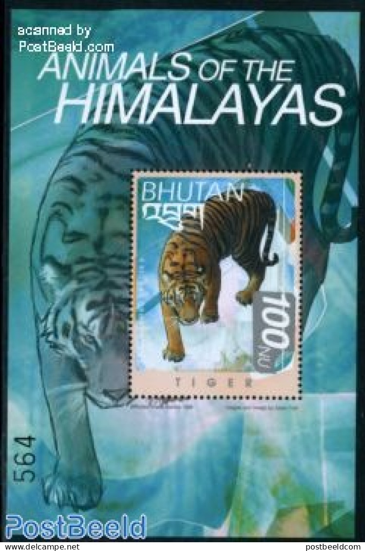 Bhutan 1999 Tiger S/s, Mint NH, Nature - Animals (others & Mixed) - Cat Family - Bhoutan
