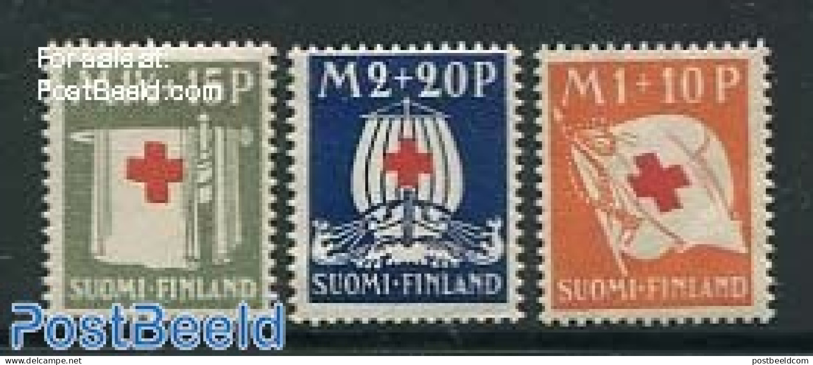 Finland 1930 Red Cross 3v, Mint NH, Health - Transport - Red Cross - Ships And Boats - Neufs