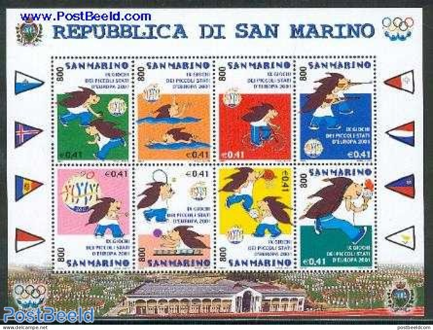 San Marino 2001 Piccolo States Games 8v M/s, Mint NH, Sport - Cycling - Shooting Sports - Sport (other And Mixed) - Ta.. - Nuovi