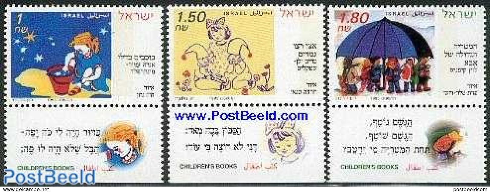 Israel 1995 Children Books 3v, Mint NH, Nature - Cats - Dogs - Art - Children's Books Illustrations - Unused Stamps (with Tabs)