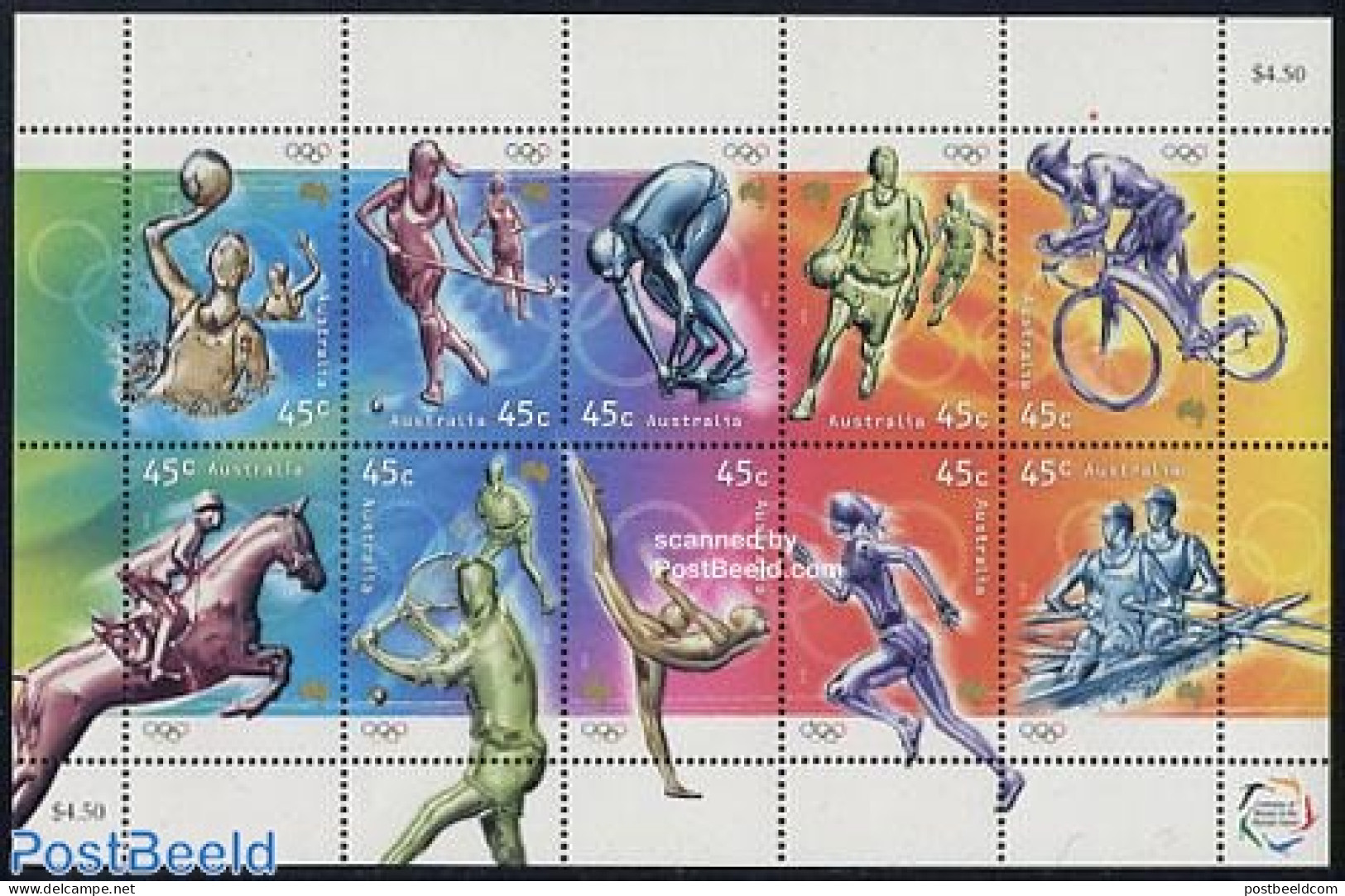 Australia 2000 Olympic Games 10v M/s, Mint NH, History - Nature - Sport - Women - Horses - Basketball - Cycling - Gymn.. - Unused Stamps