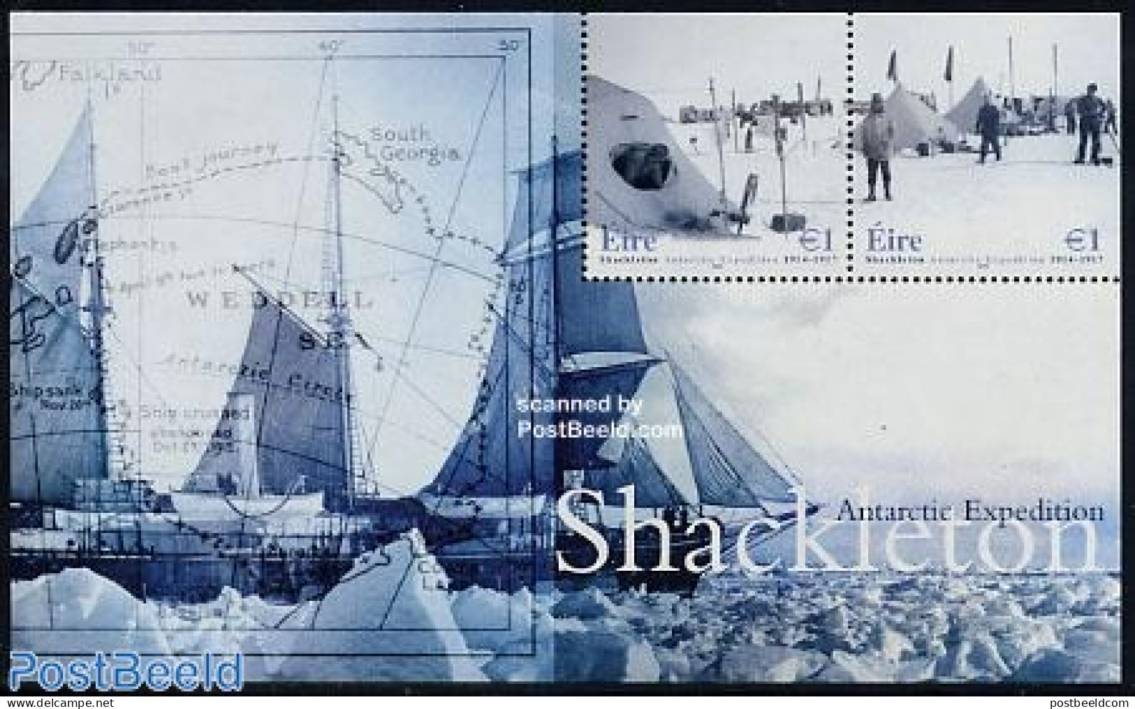 Ireland 2004 Shackleton Expedition S/s, Mint NH, History - Science - Transport - Various - Explorers - The Arctic & An.. - Unused Stamps