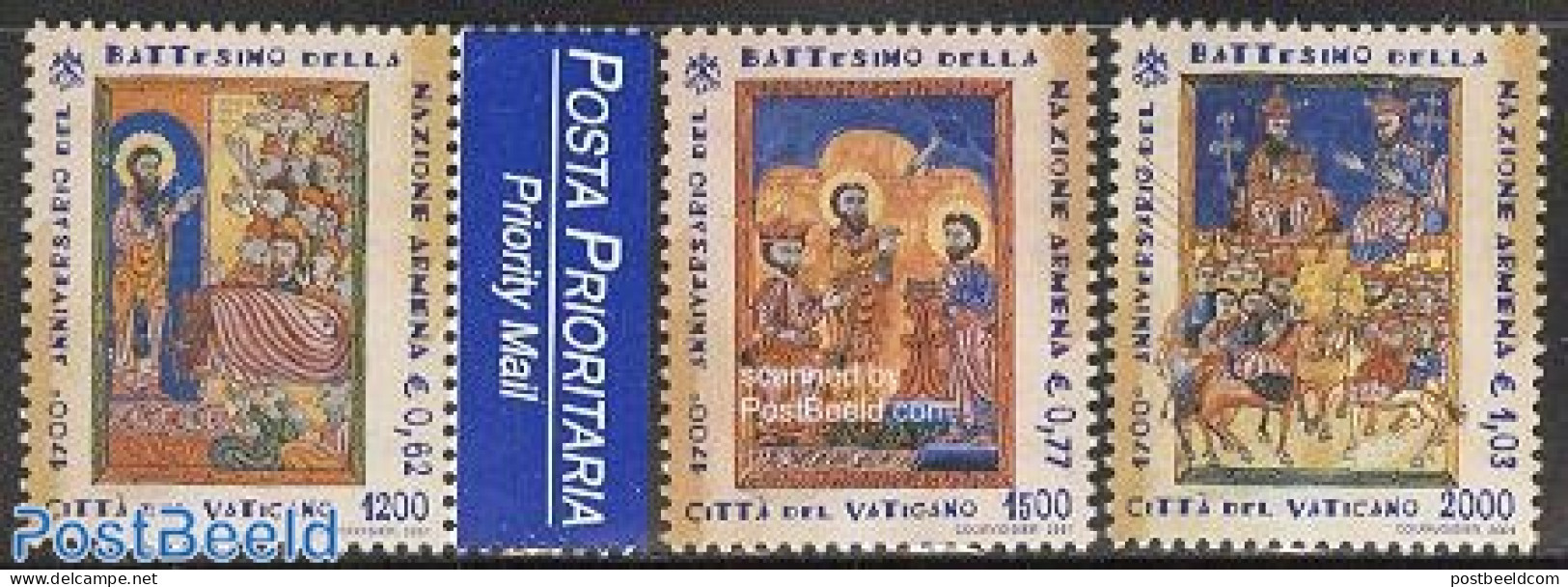 Vatican 2001 Armenian Christianisation 3v (1v With Tab), Mint NH, Religion - Religion - Unused Stamps