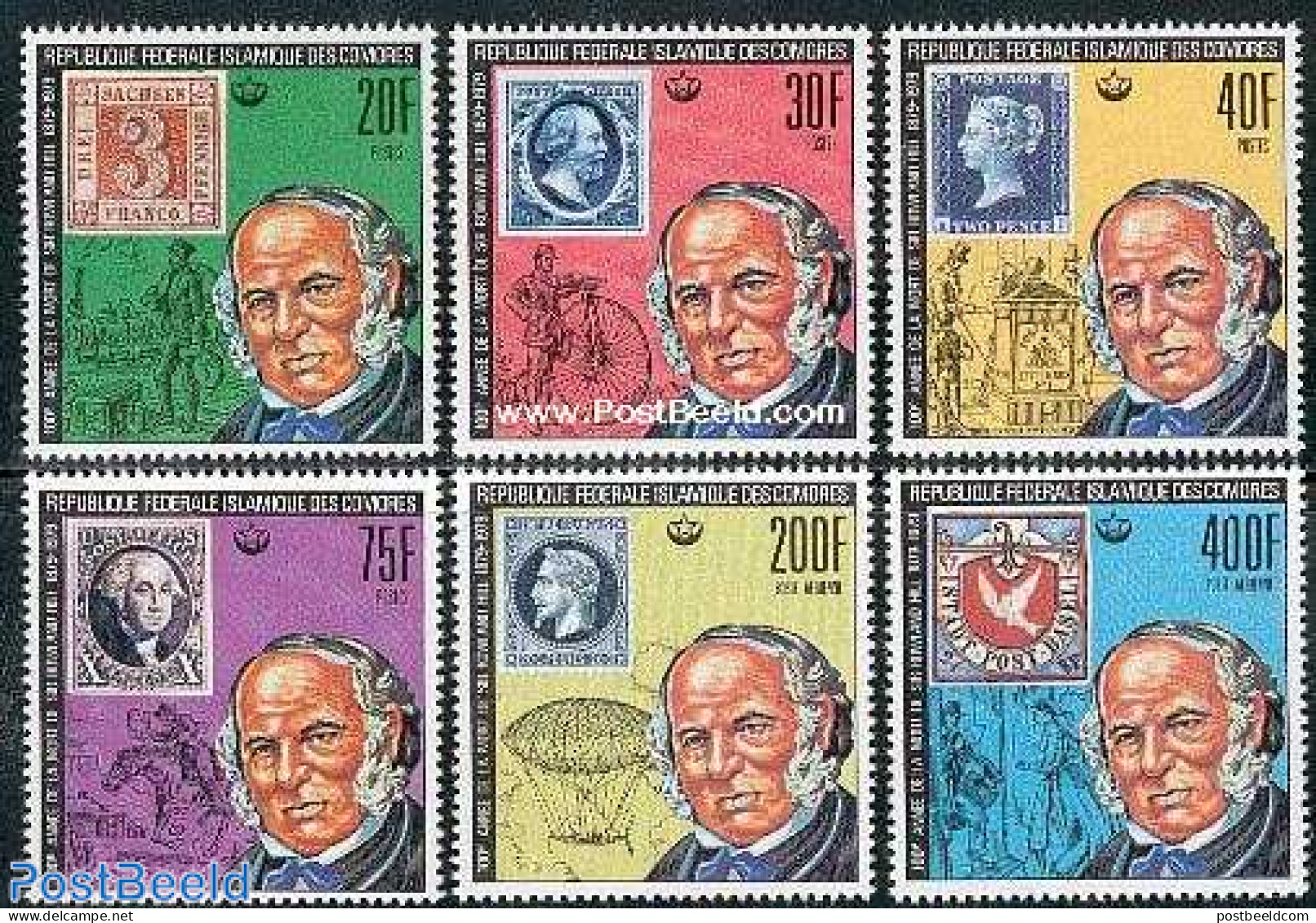 Comoros 1978 Sir Rowland Hill 6v, Mint NH, History - Sport - Netherlands & Dutch - Cycling - Sir Rowland Hill - Stamps.. - Géographie