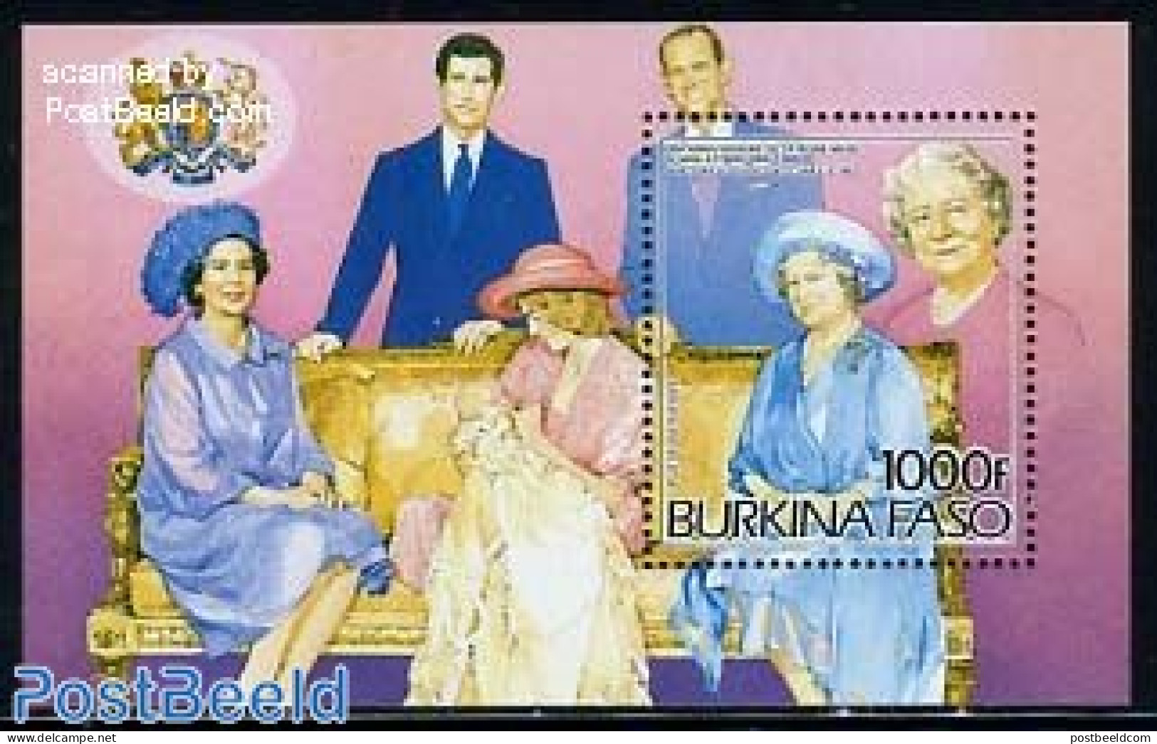 Burkina Faso 1985 Queen Mother S/s, Mint NH, History - Kings & Queens (Royalty) - Familias Reales