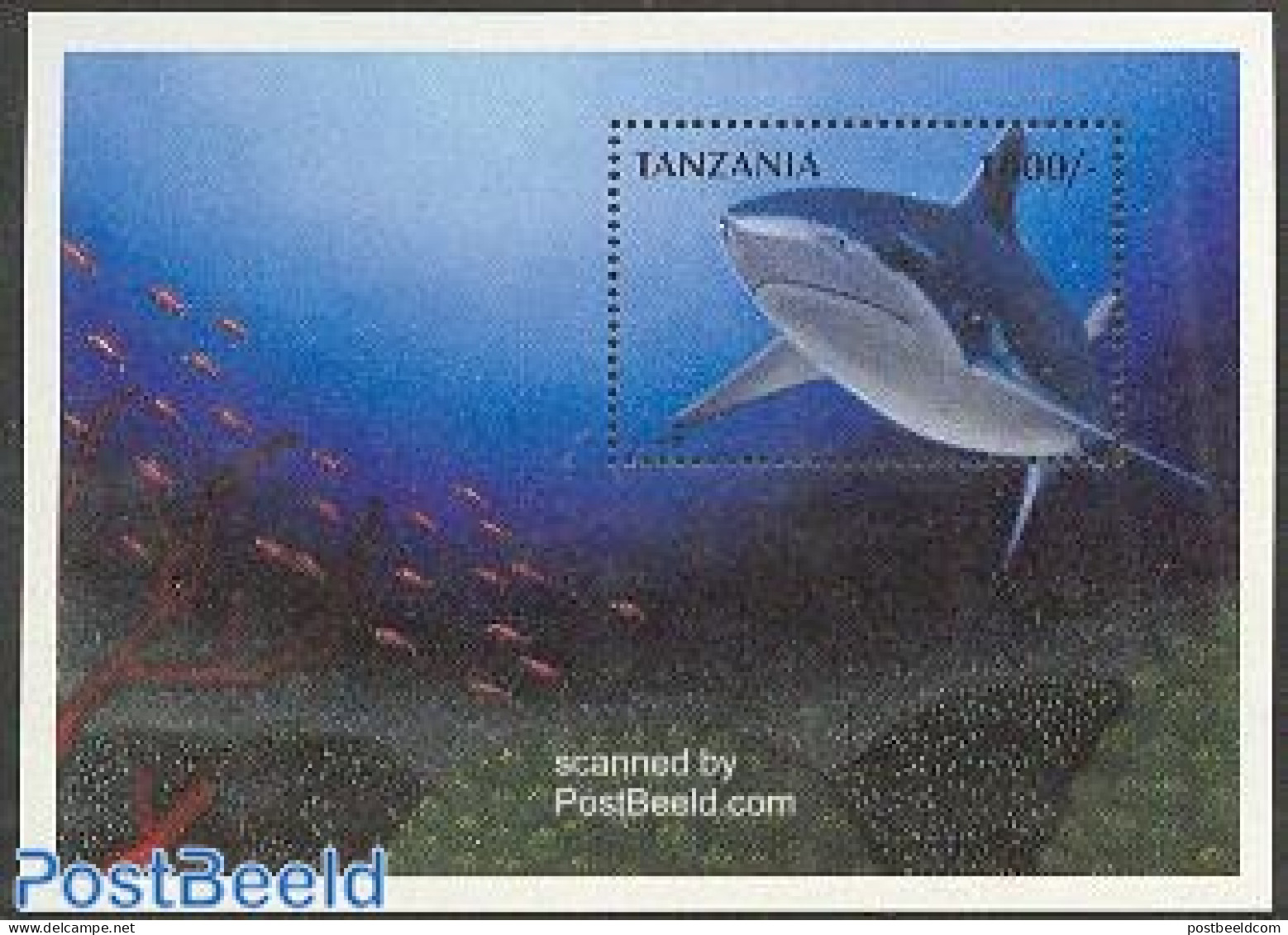 Tanzania 1998 White Shark S/s, Mint NH, Nature - Fish - Sharks - Fische