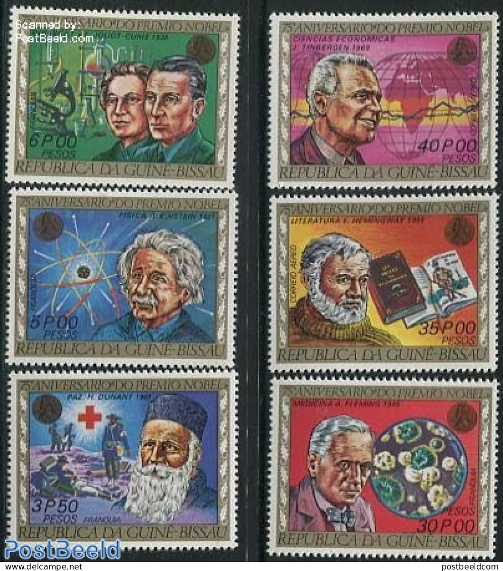 Guinea Bissau 1977 Nobel Prize Winners 6v, Mint NH, Health - History - Science - Red Cross - Nobel Prize Winners - Ato.. - Croce Rossa