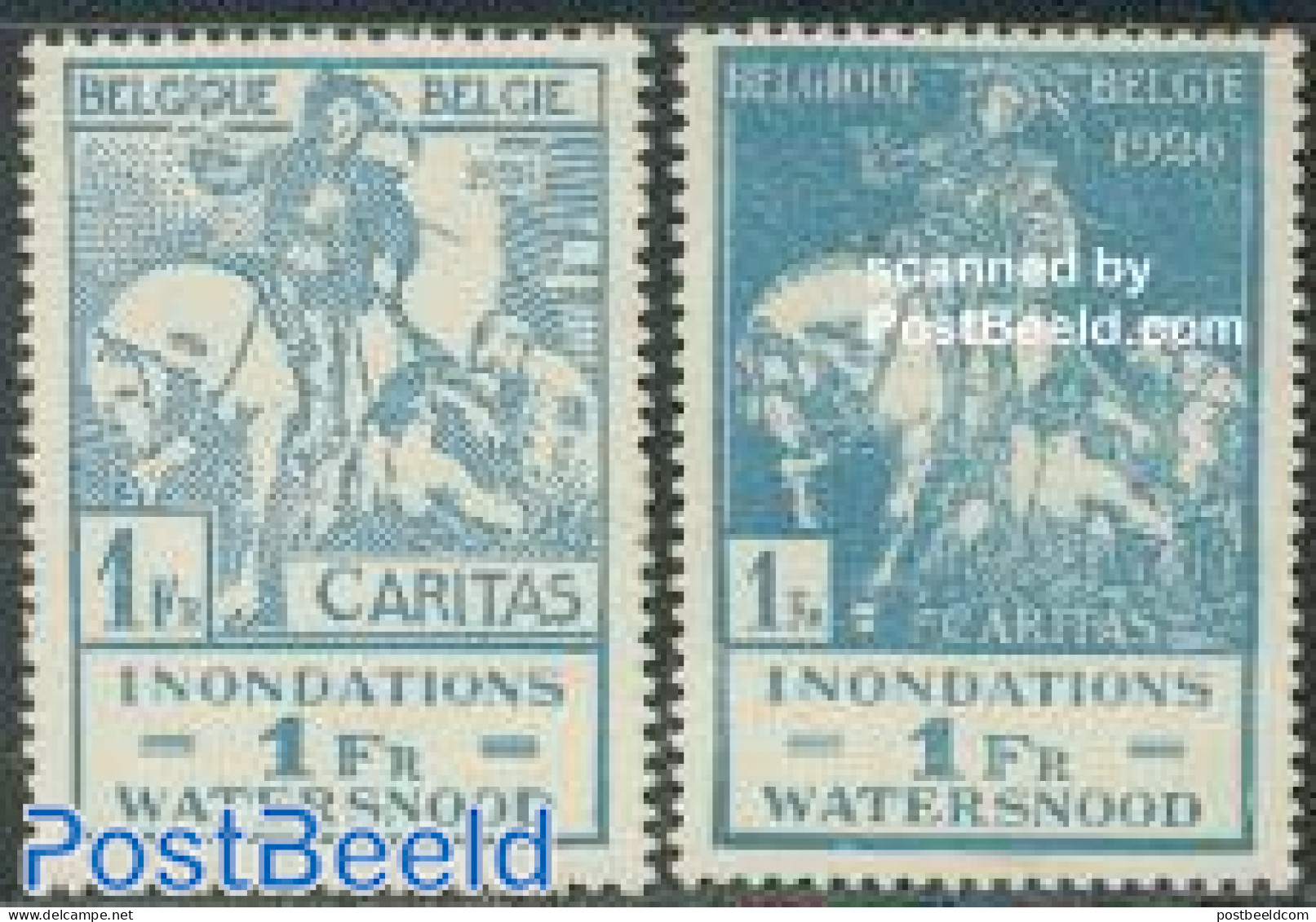 Belgium 1926 Flood Fund 2v, Unused (hinged), History - Nature - Horses - Water, Dams & Falls - Disasters - Nuovi