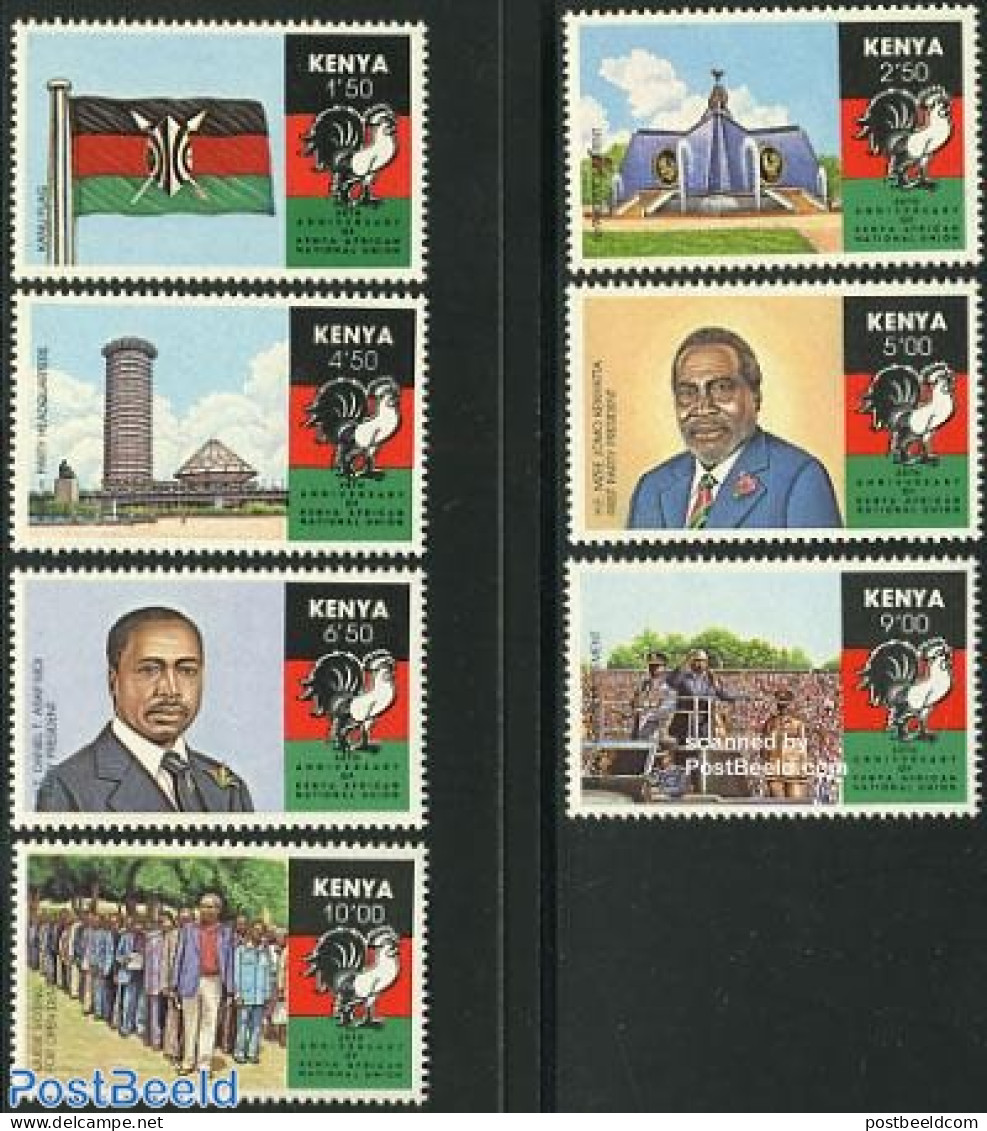 Kenia 1990 Kanu 7v, Mint NH, History - Nature - Flags - Politicians - Poultry - Autres & Non Classés