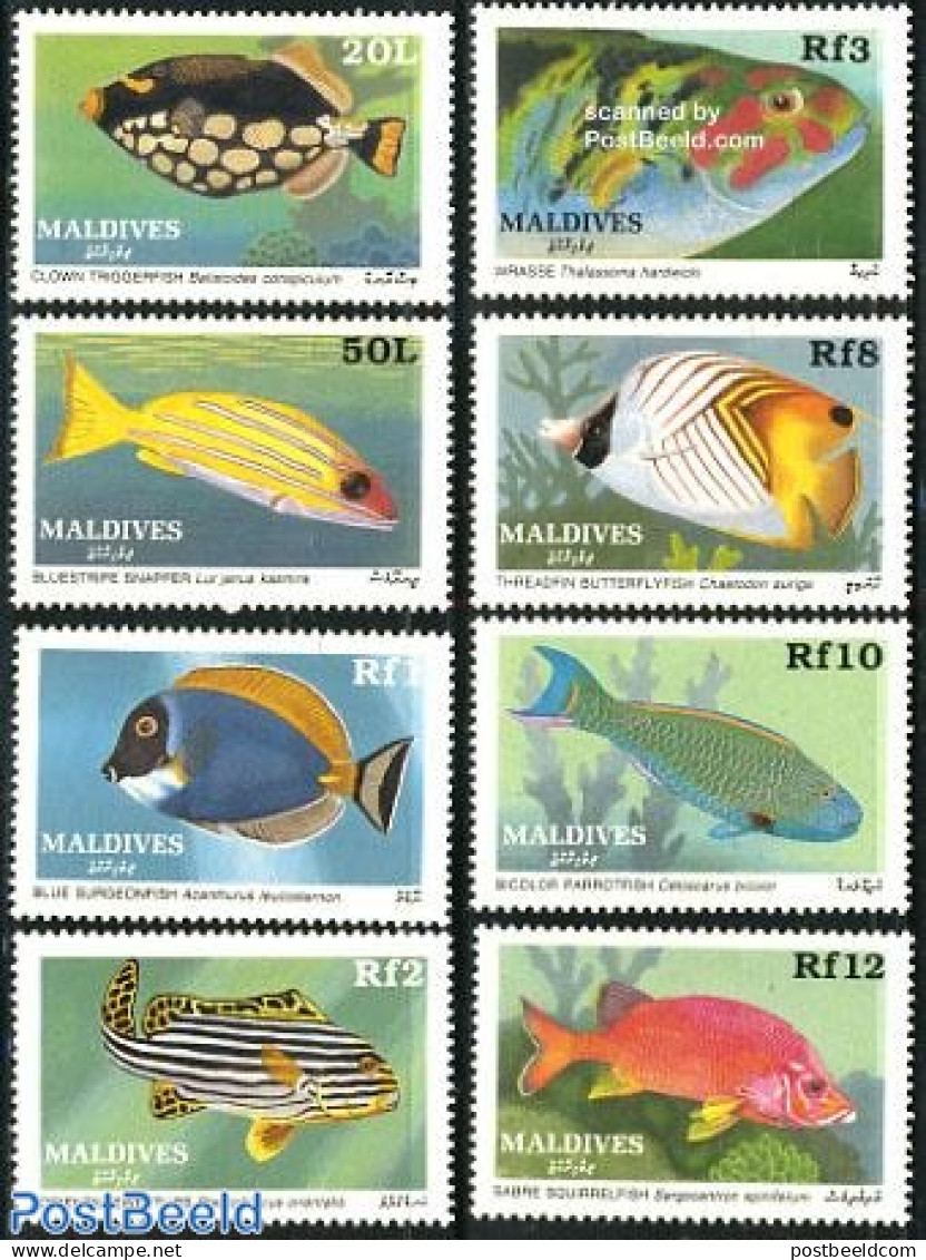Maldives 1989 Fish 8v, Mint NH, Nature - Fish - Fische