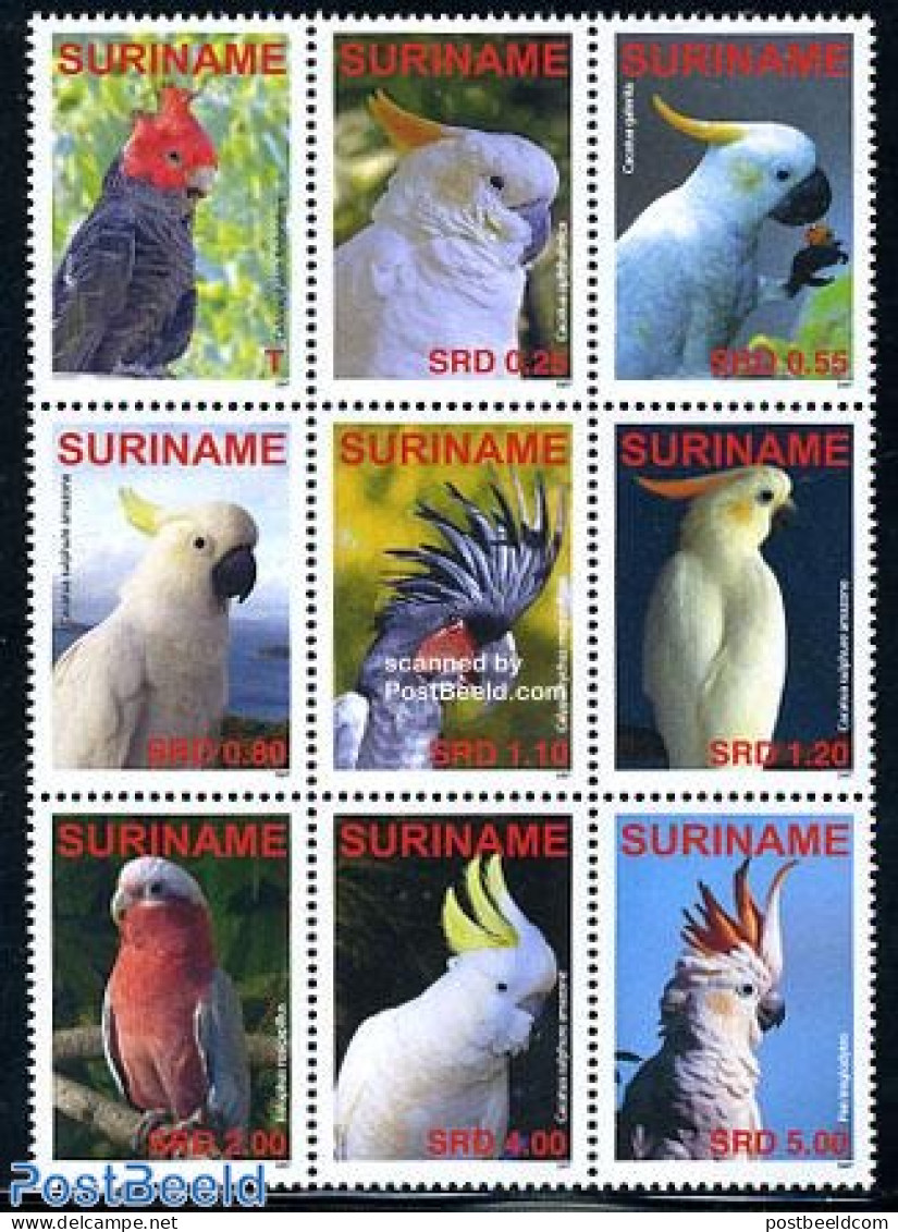 Suriname, Republic 2007 Parrots 9v, Sheetlet, Mint NH, Nature - Birds - Parrots - Surinam