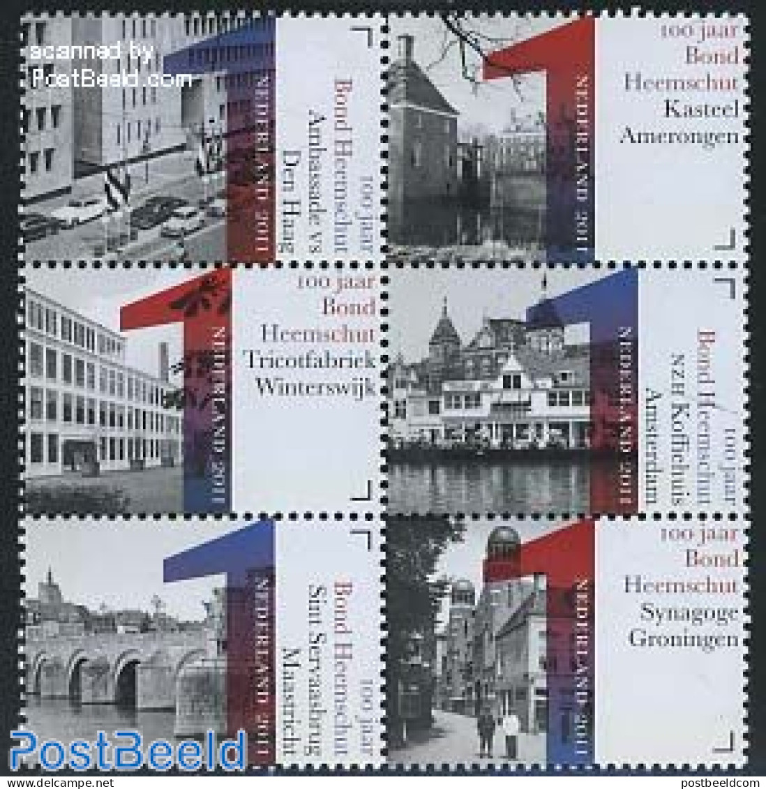 Netherlands 2011 Bond Heemschut Centenary 6v [++], Mint NH, Religion - Transport - Various - Judaica - Automobiles - I.. - Unused Stamps