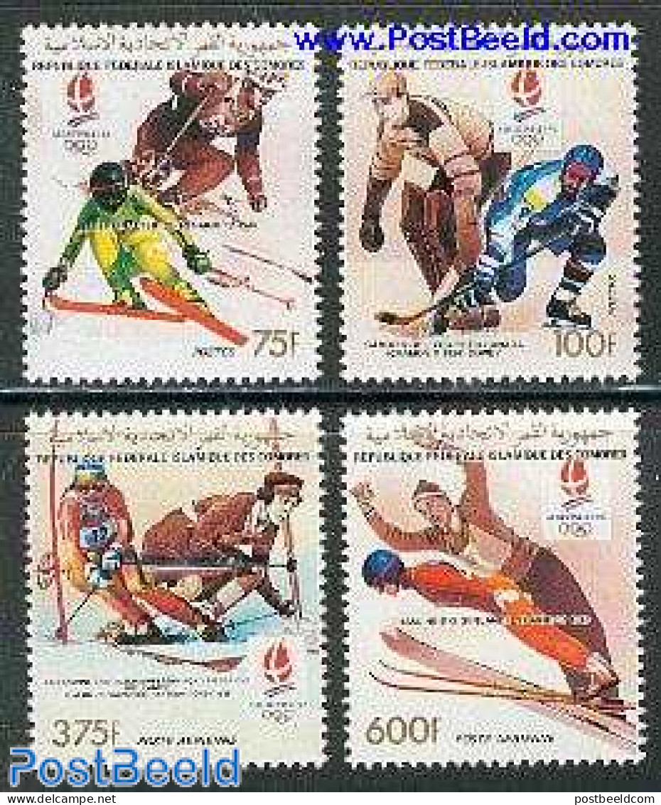 Comoros 1990 Olympic Winter Games 4v, Mint NH, Sport - Ice Hockey - Olympic Winter Games - Skiing - Eishockey