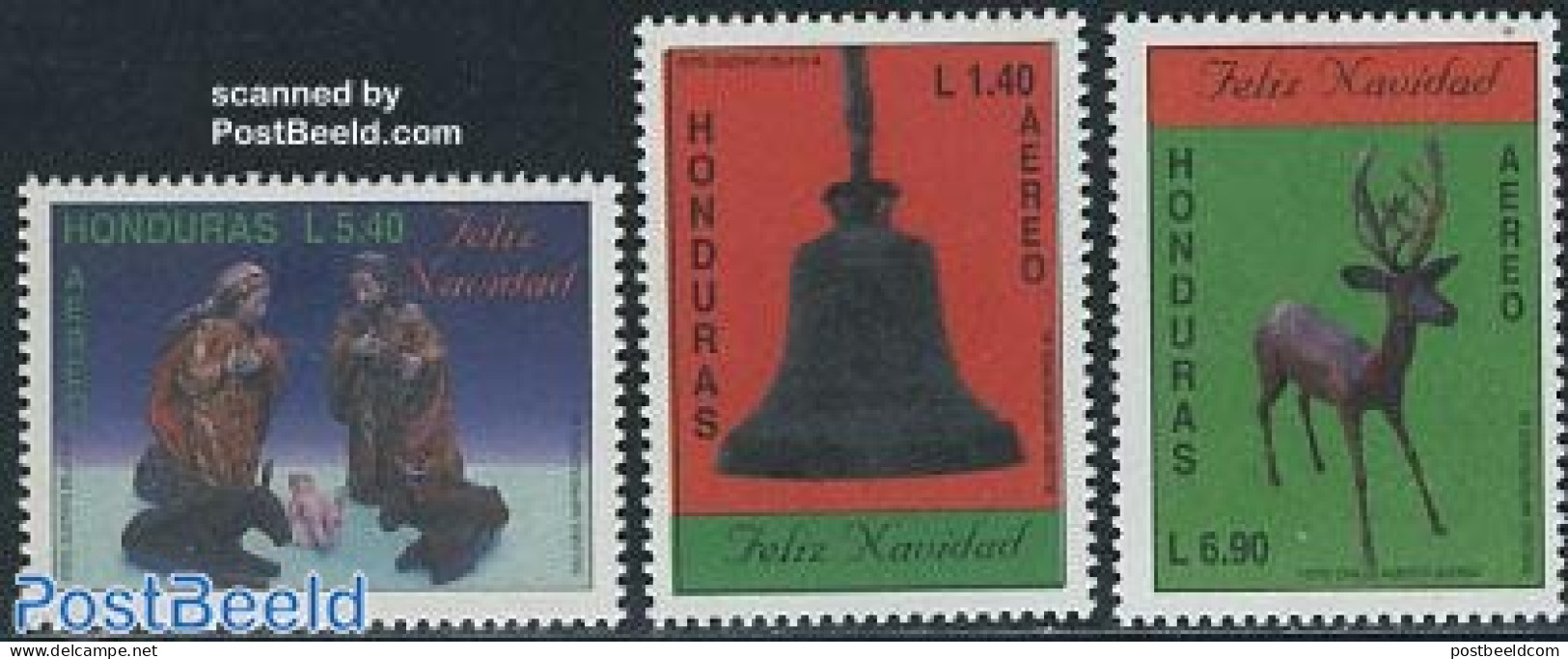 Honduras 1995 Christmas 3v, Mint NH, Religion - Christmas - Natale