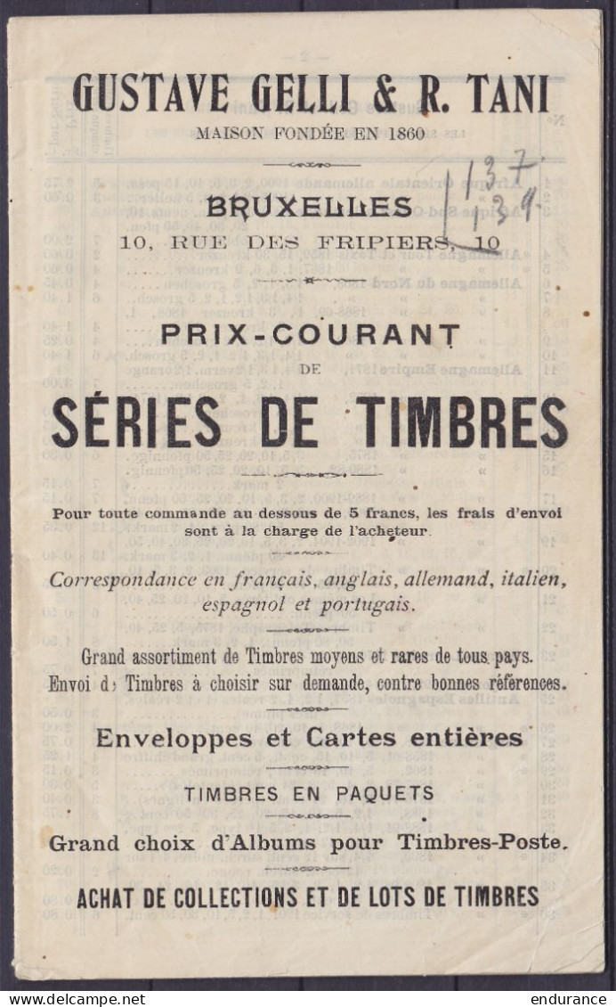 Catalogue Gelli & Tani Bruxelles -  Prix Courant De Séries De Timbres - Non Daté - Catálogos De Casas De Ventas