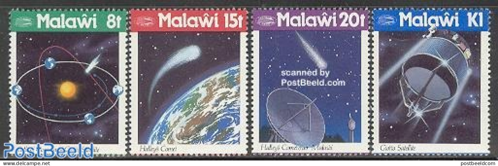 Malawi 1986 Halleys Comet 4v, Mint NH, Science - Transport - Astronomy - Space Exploration - Halley's Comet - Astrology
