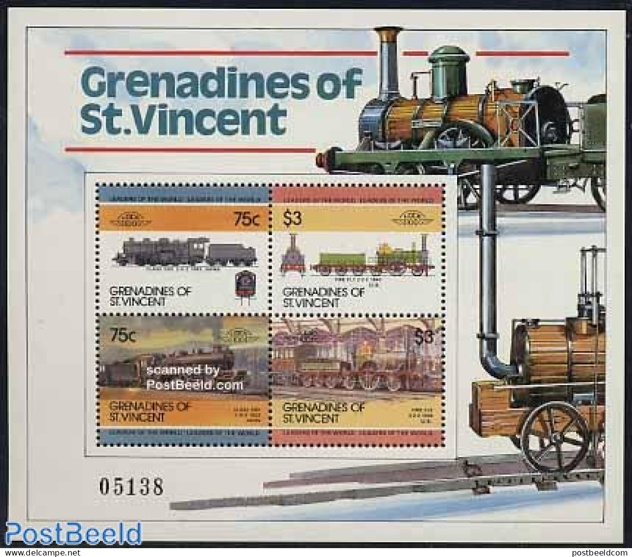 Saint Vincent & The Grenadines 1985 Locomotives S/s, Mint NH, Transport - Railways - Treinen