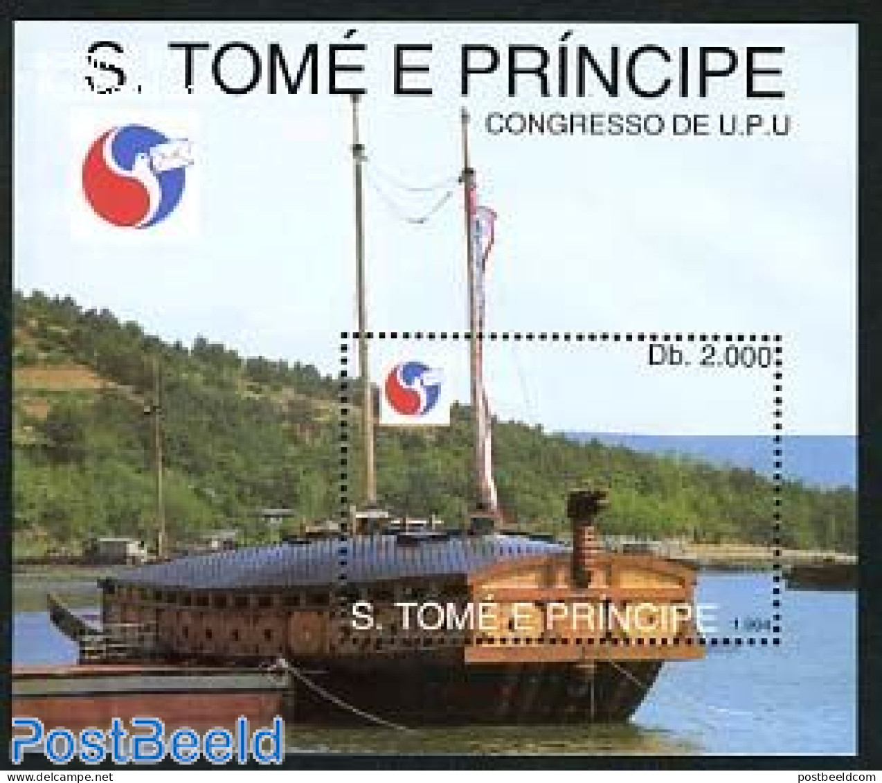 Sao Tome/Principe 1994 World Postal Congress S/s, Mint NH, Transport - Post - U.P.U. - Ships And Boats - Posta
