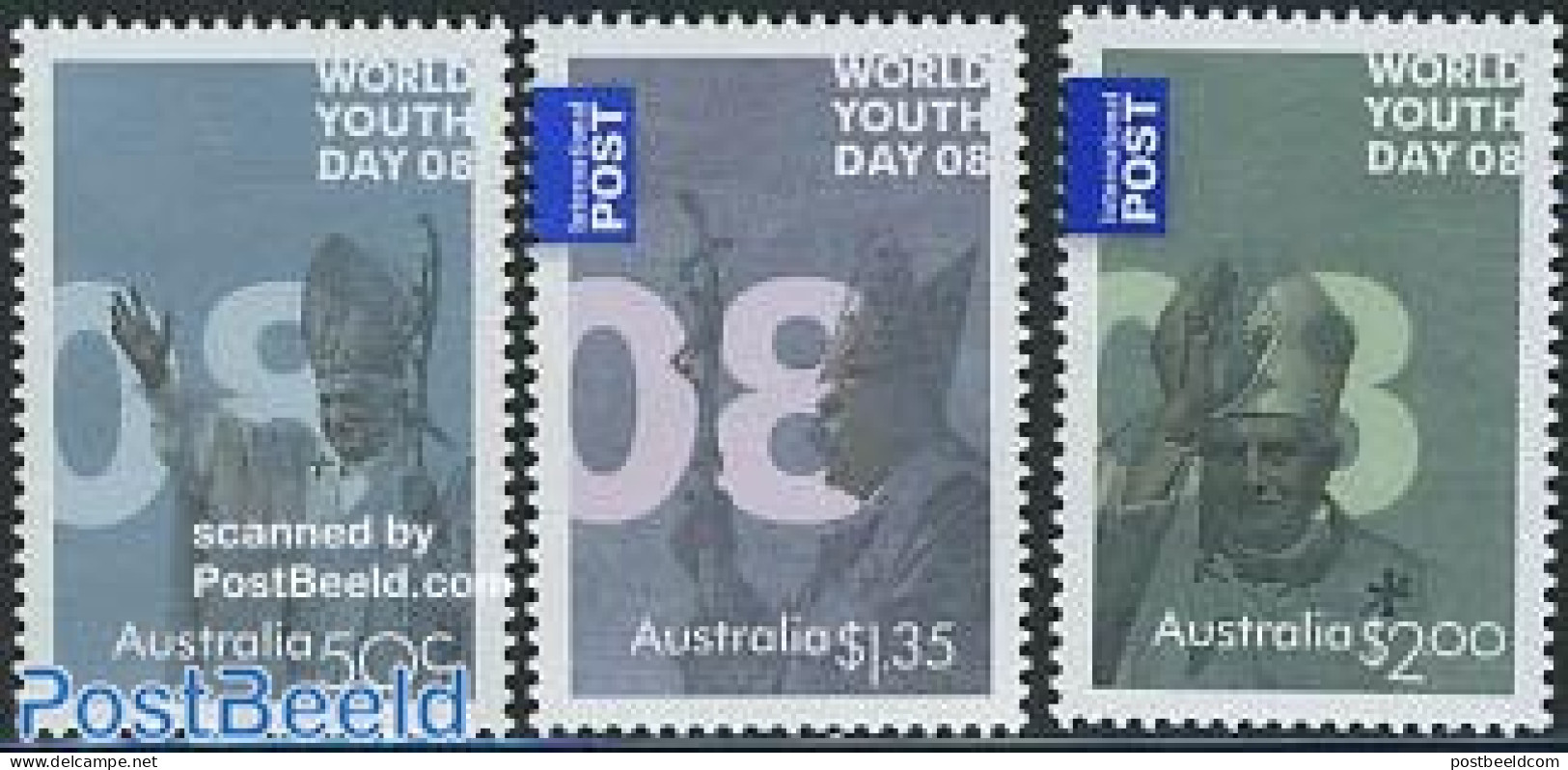 Australia 2008 World Youth Day, Pope 3v, Mint NH, Religion - Pope - Unused Stamps