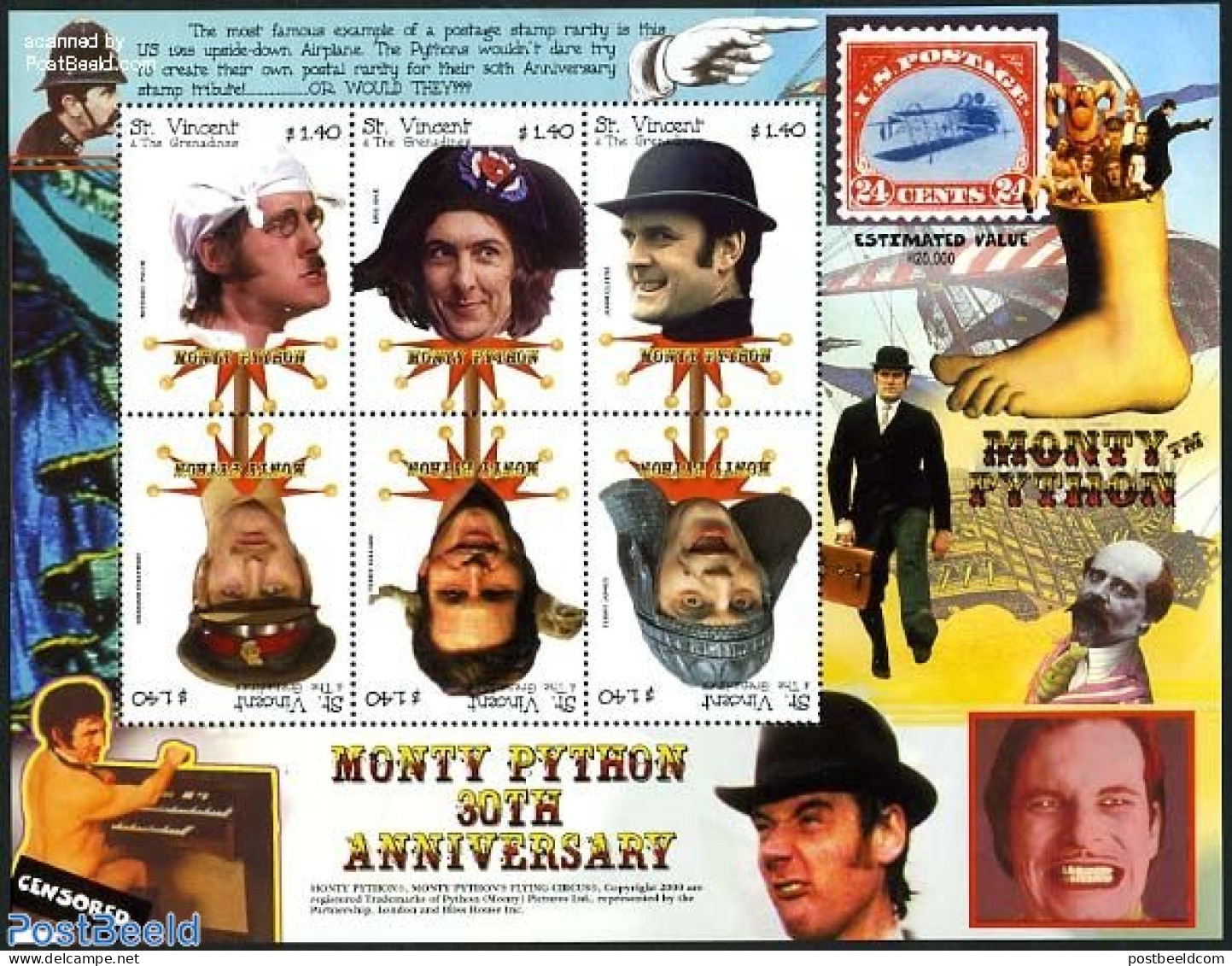 Saint Vincent 2000 Monty Python 6v M/s, Mint NH, Performance Art - Film - Movie Stars - Cinéma