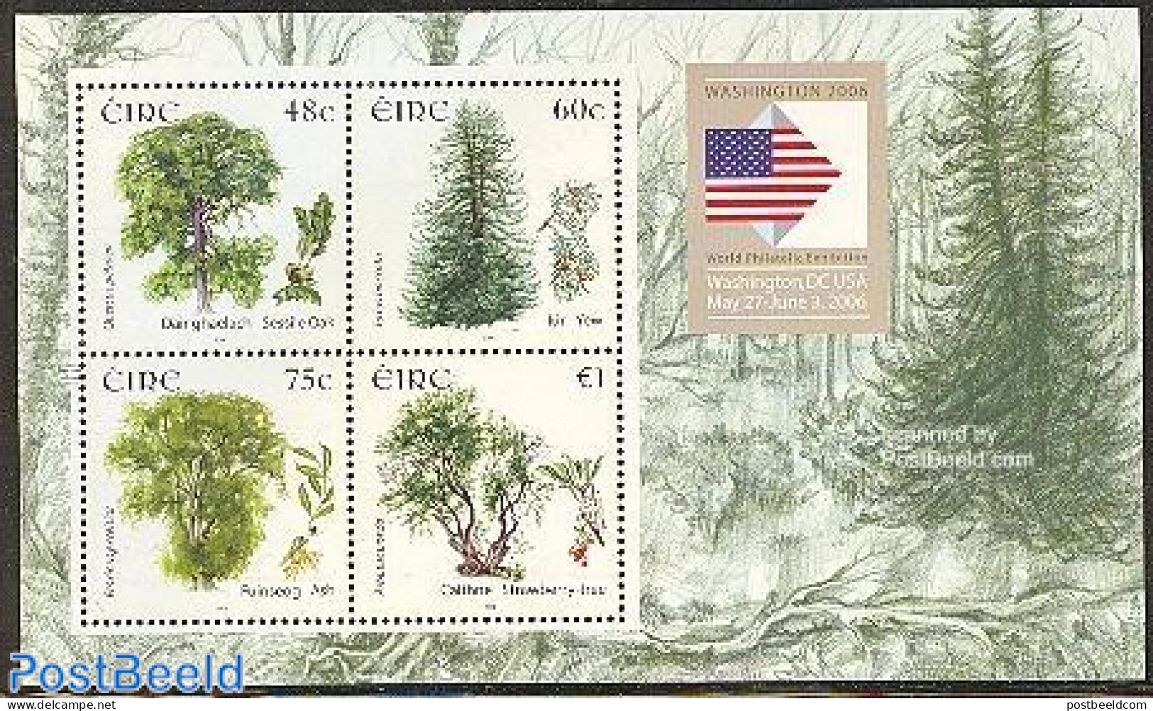 Ireland 2006 Trees S/s, Washington 2006, Mint NH, Nature - Trees & Forests - Philately - Unused Stamps