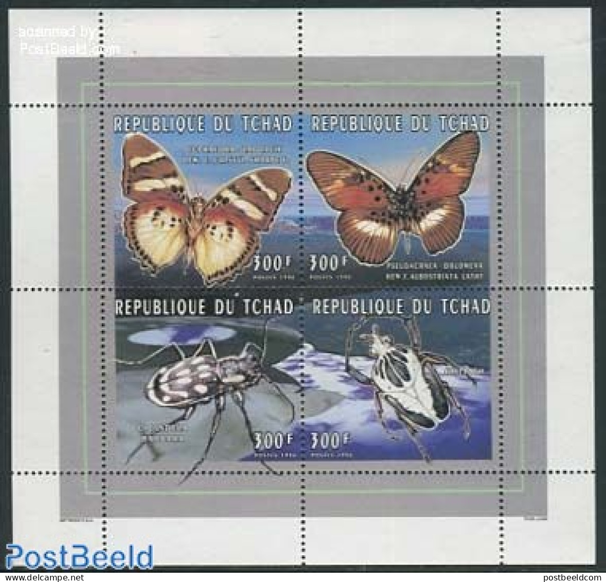 Chad 1996 Insects 4v M/s, Mint NH, Nature - Butterflies - Insects - Autres & Non Classés