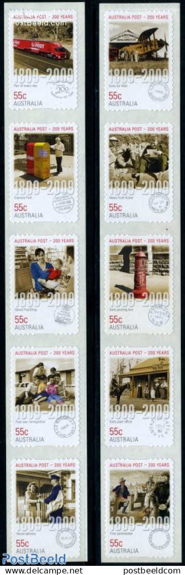 Australia 2009 200 Years Australia Post 10v S-a, Mint NH, Nature - Transport - Horses - Mail Boxes - Post - Automobile.. - Nuovi