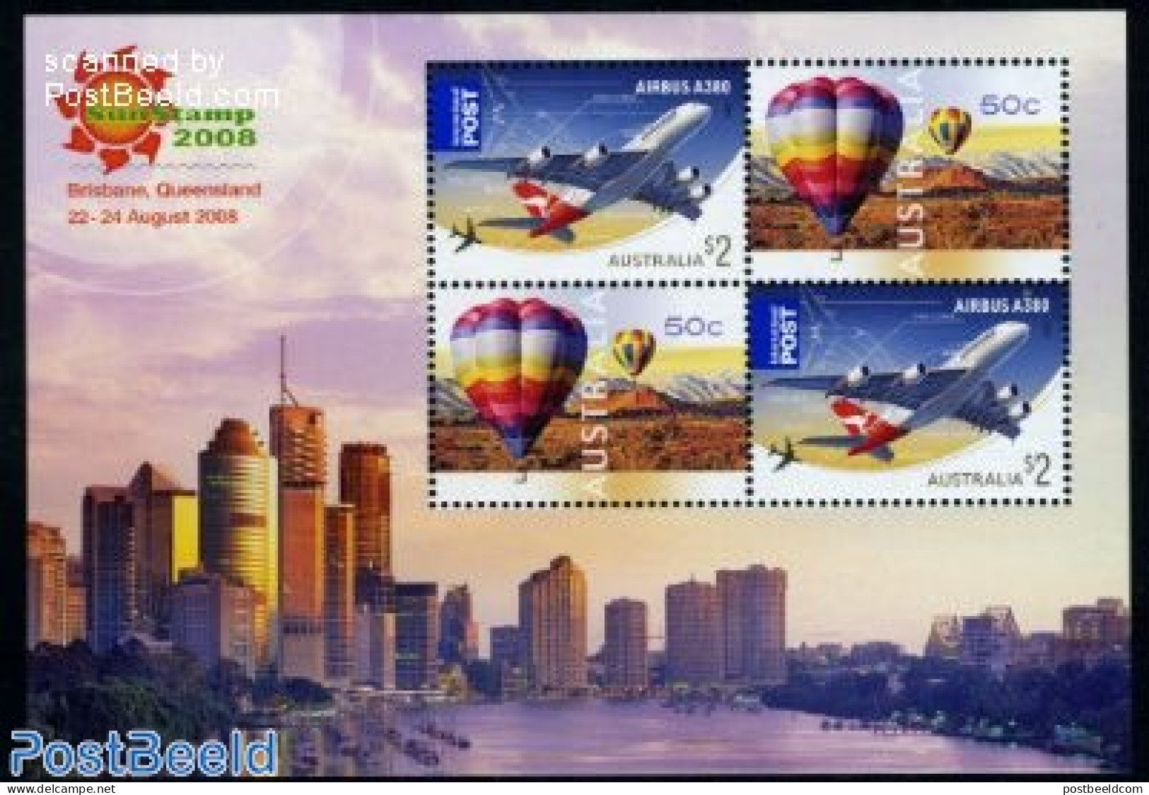 Australia 2008 Sunstamp 2008 S/s, Mint NH, Transport - Balloons - Aircraft & Aviation - Unused Stamps