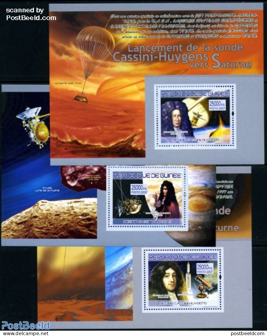 Guinea, Republic 2007 Mission Cassini-Huygens 3 S/s, Mint NH, Science - Transport - Astronomy - Space Exploration - Astrology