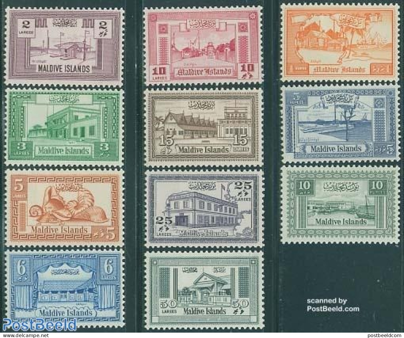 Maldives 1960 Definitives 11v, Mint NH, Nature - Transport - Shells & Crustaceans - Ships And Boats - Vie Marine