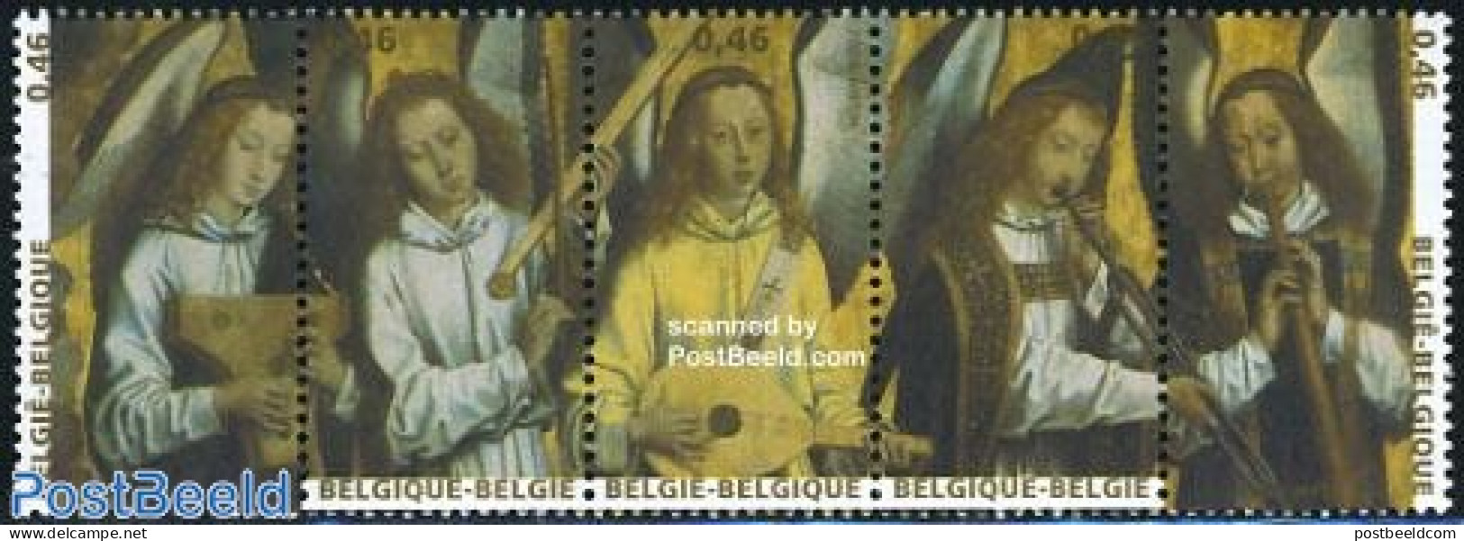 Belgium 2006 Christmas 5v [::::], Mint NH, Performance Art - Religion - Music - Staves - Angels - Christmas - Unused Stamps