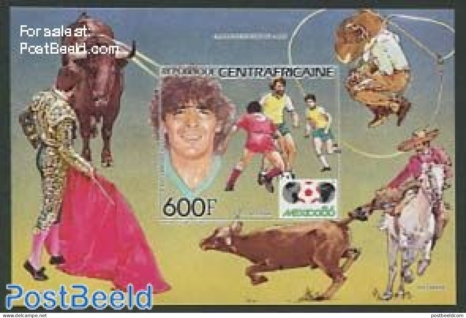 Central Africa 1985 World Cup Football S/s, Imperforated, Mint NH, Sport - Football - Centrafricaine (République)