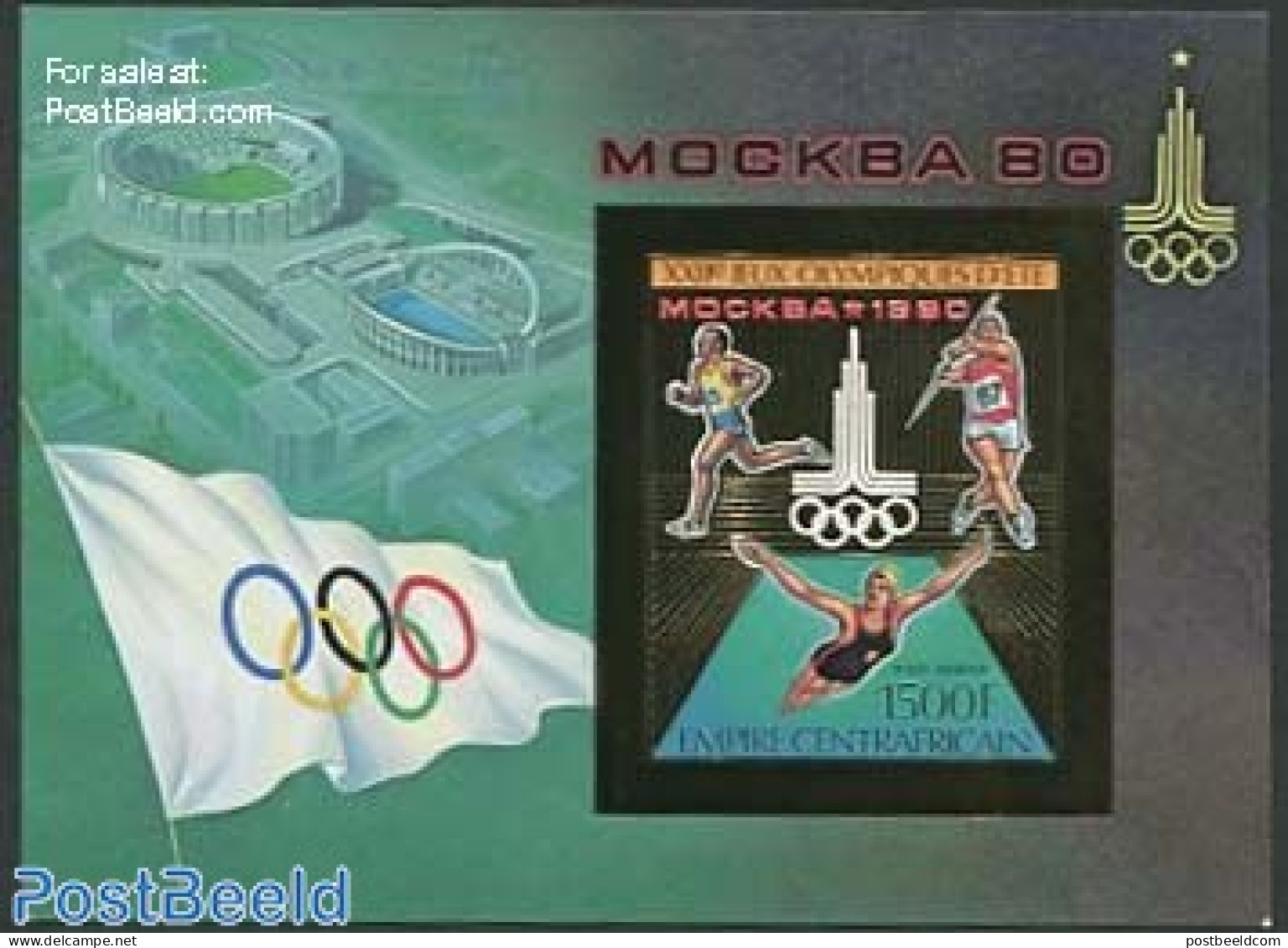 Central Africa 1979 Olympic Games S/s, Imperforated, Mint NH, Sport - Centraal-Afrikaanse Republiek