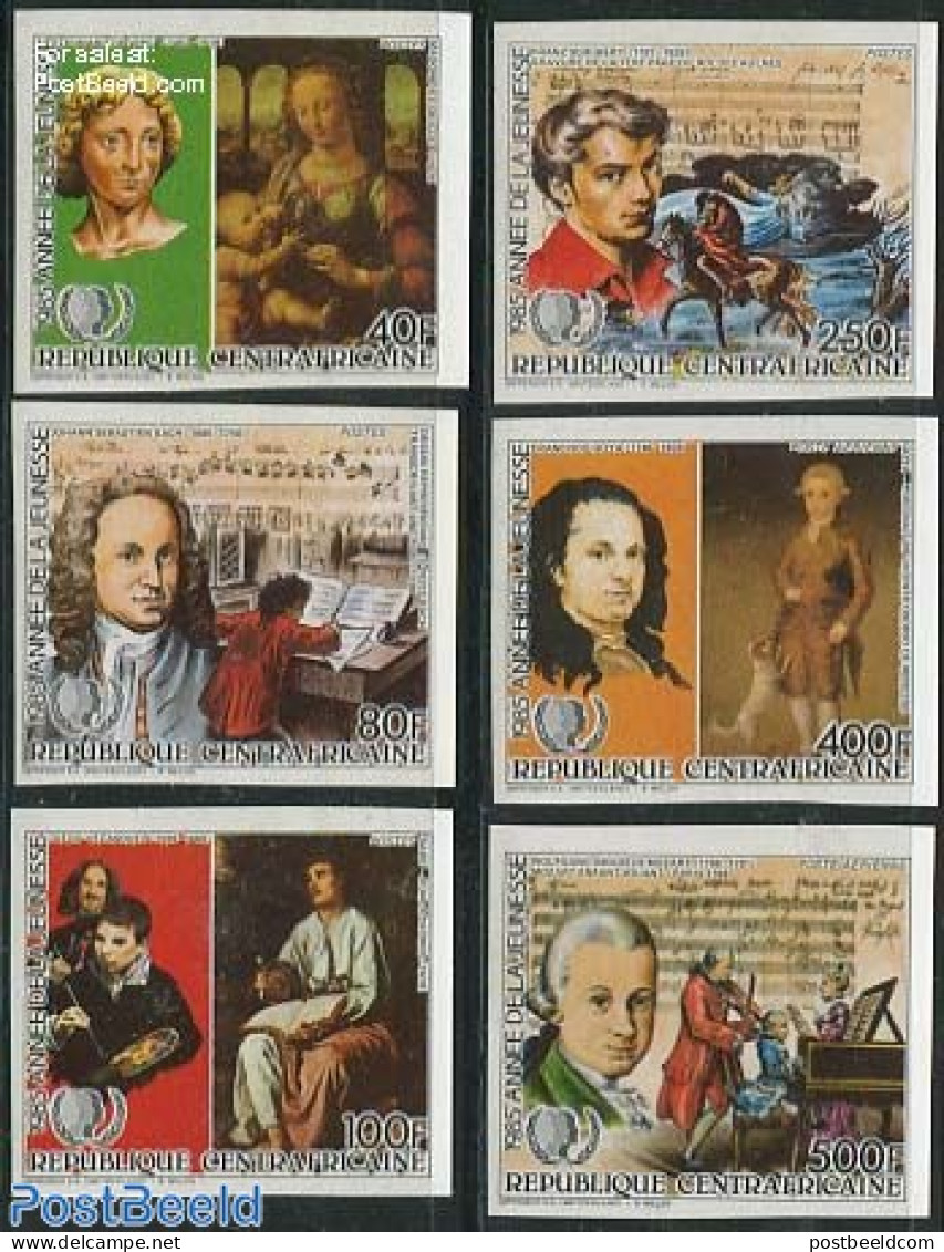 Central Africa 1985 Int. Youth Year 6v, Imperforated, Mint NH, Performance Art - Various - Centraal-Afrikaanse Republiek