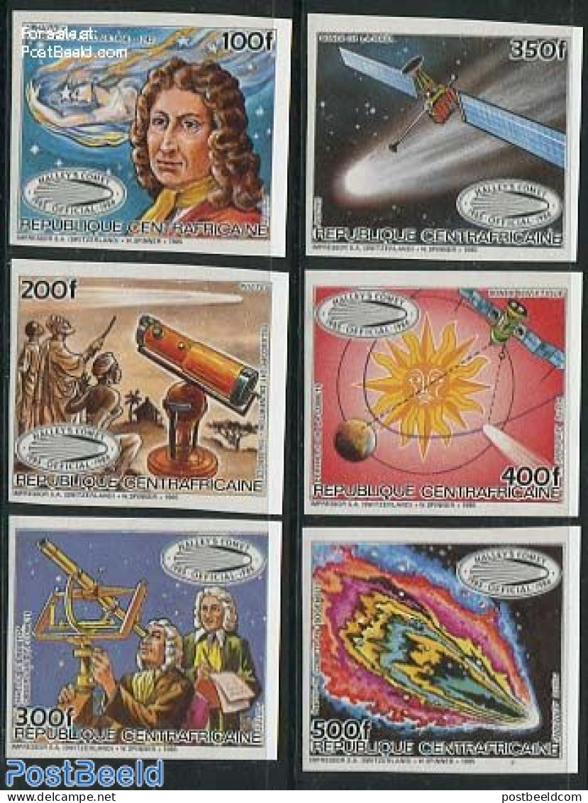 Central Africa 1985 Halleys Comet 6v, Imperforated, Mint NH, Science - Transport - Astronomy - Space Exploration - Hal.. - Astrología