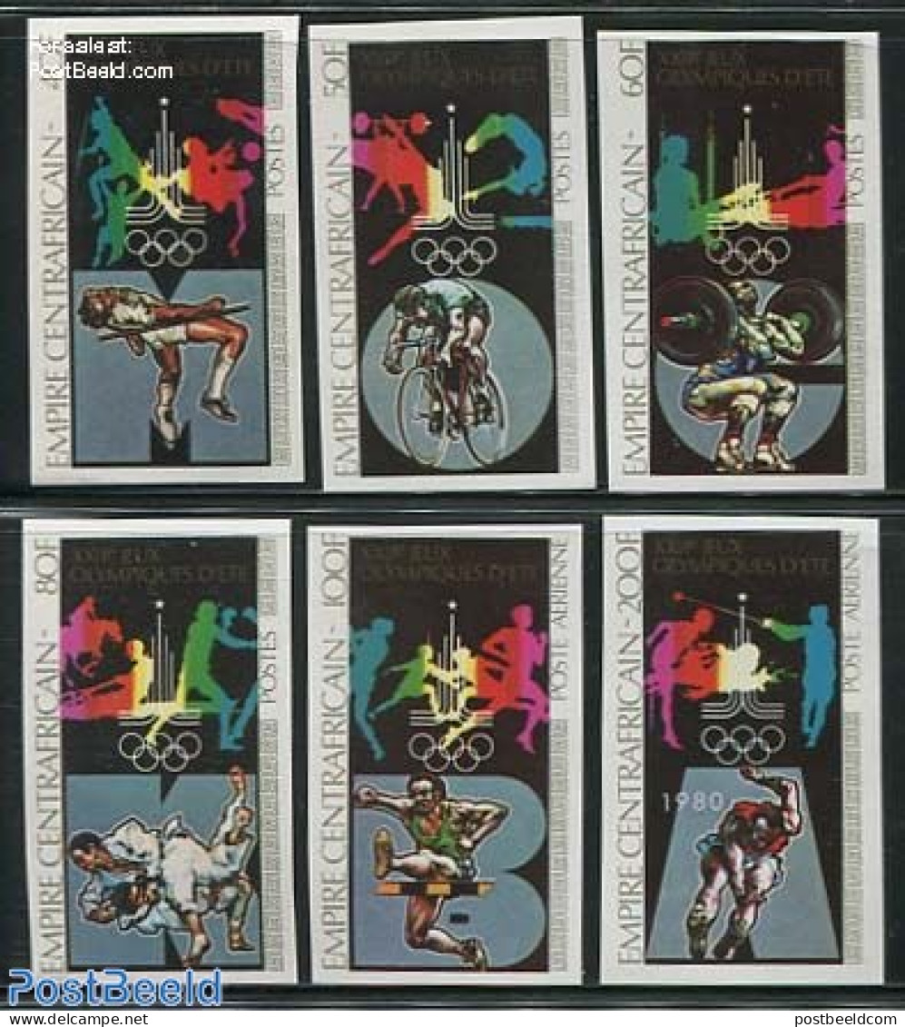 Central Africa 1979 Olympic Games Moscow 6v, Imperforated, Mint NH, Sport - Athletics - Cycling - Judo - Olympic Games - Athlétisme