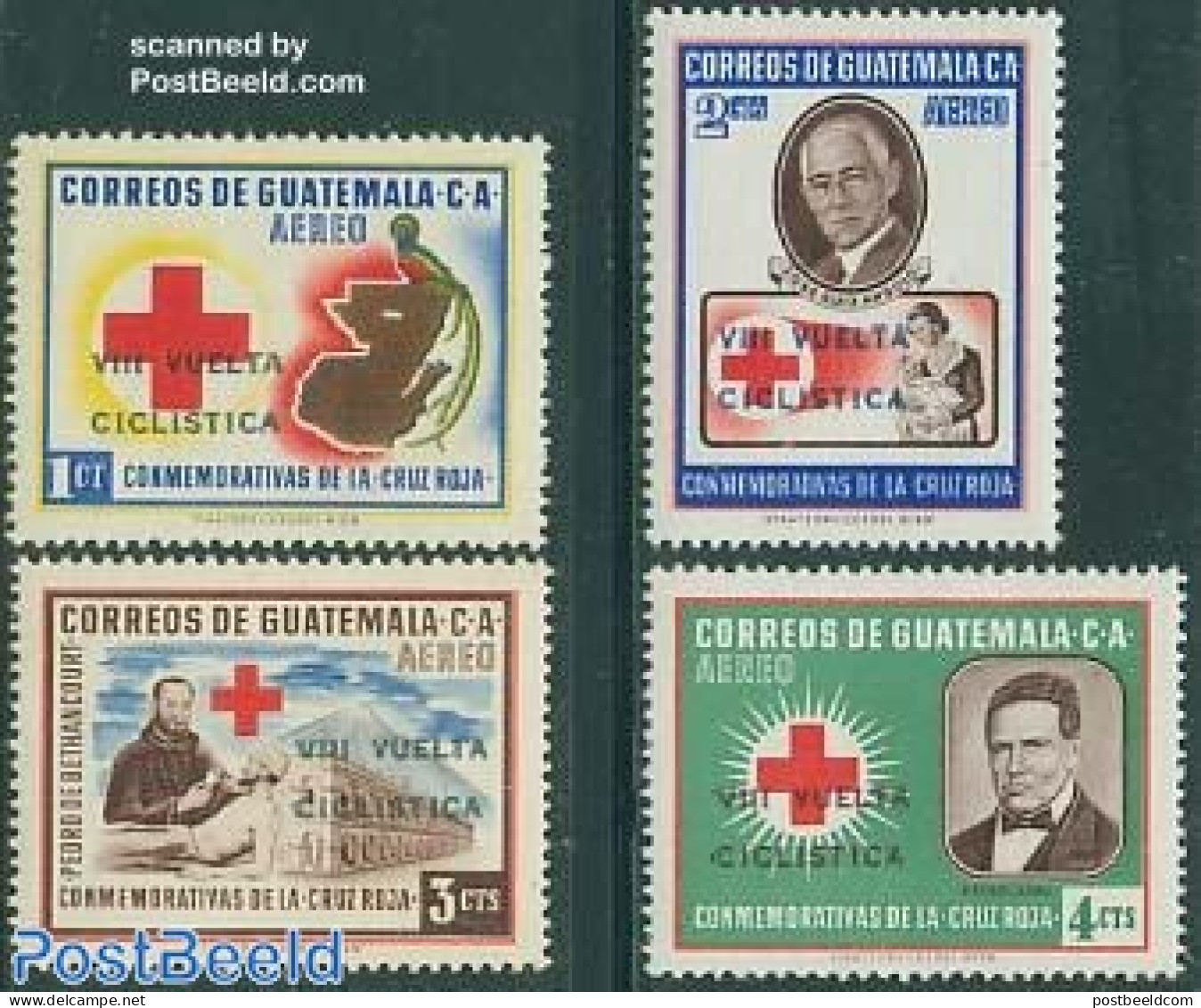 Guatemala 1964 Cycling Championship 4v, Mint NH, Health - Sport - Red Cross - Cycling - Rode Kruis