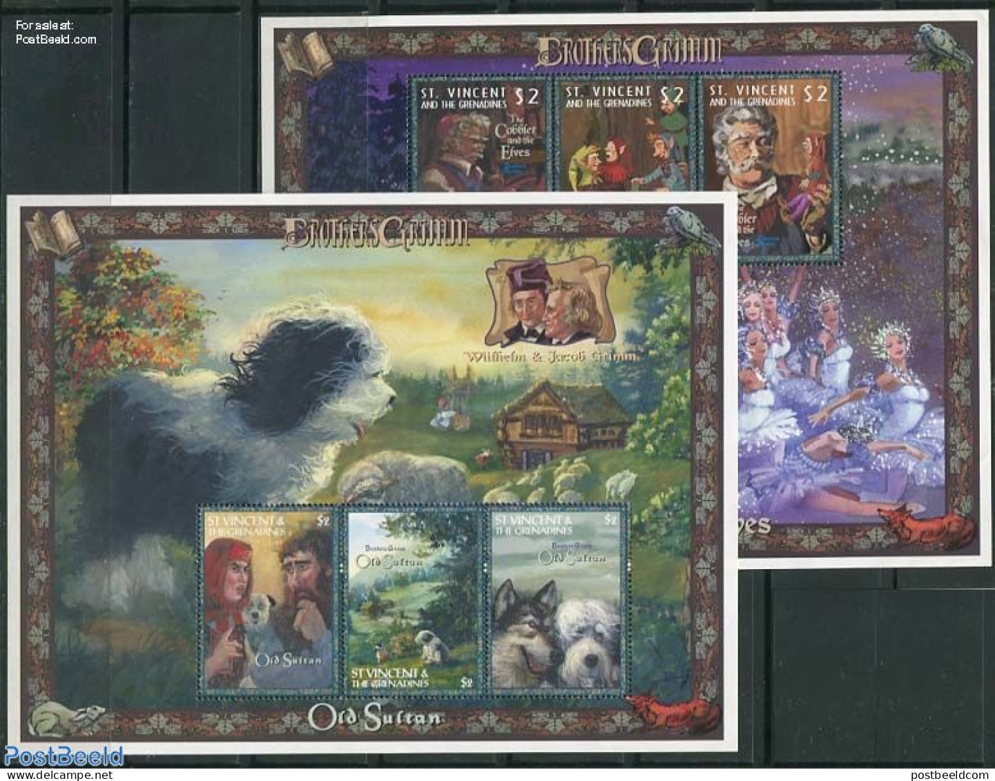 Saint Vincent 1997 Grimm Brothers 6v (2 M/s), Mint NH, Nature - Dogs - Art - Fairytales - Verhalen, Fabels En Legenden