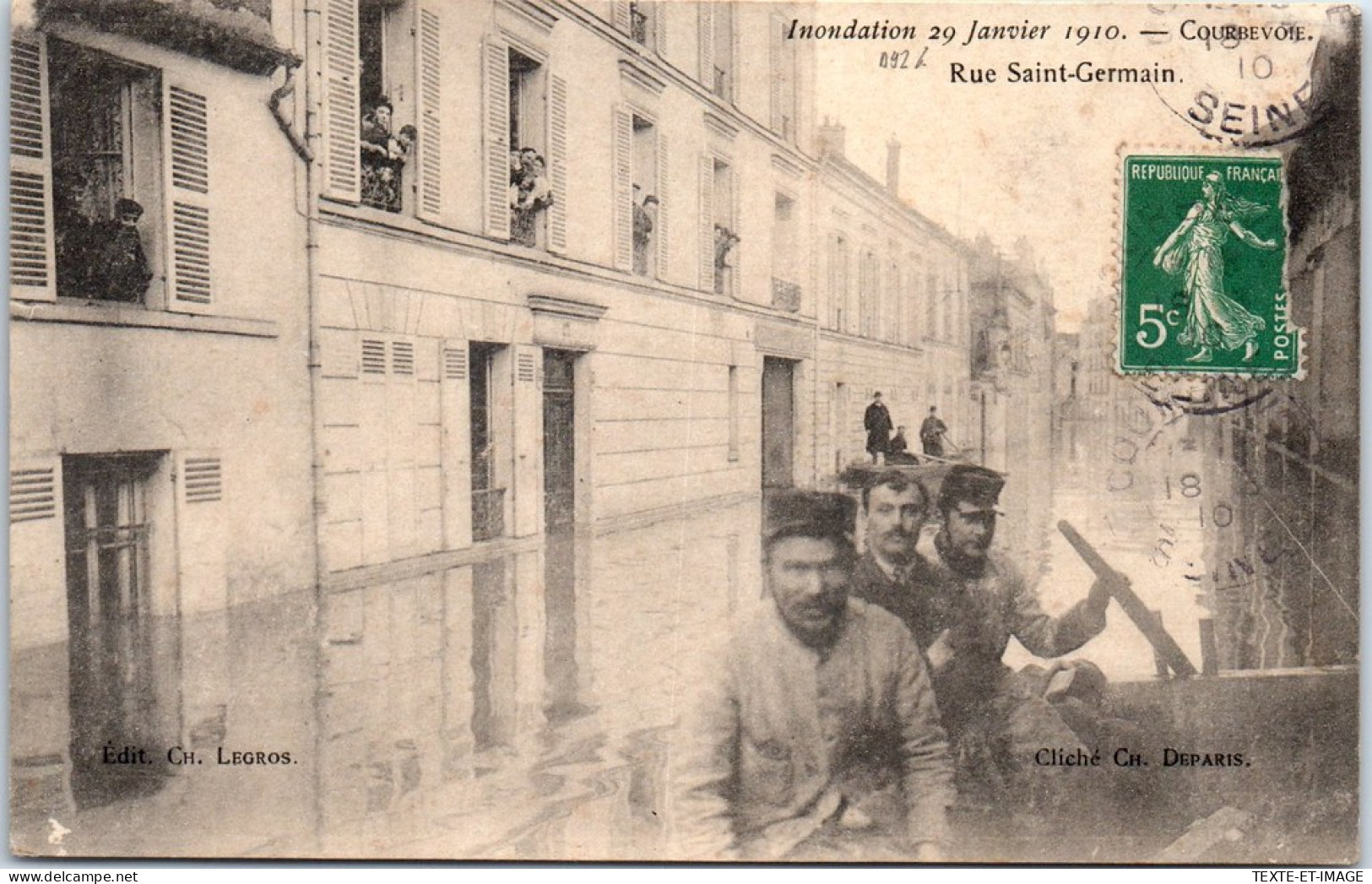 92 COURBEVOIE - Rue Saint Germain, Crue De 1910 - Courbevoie